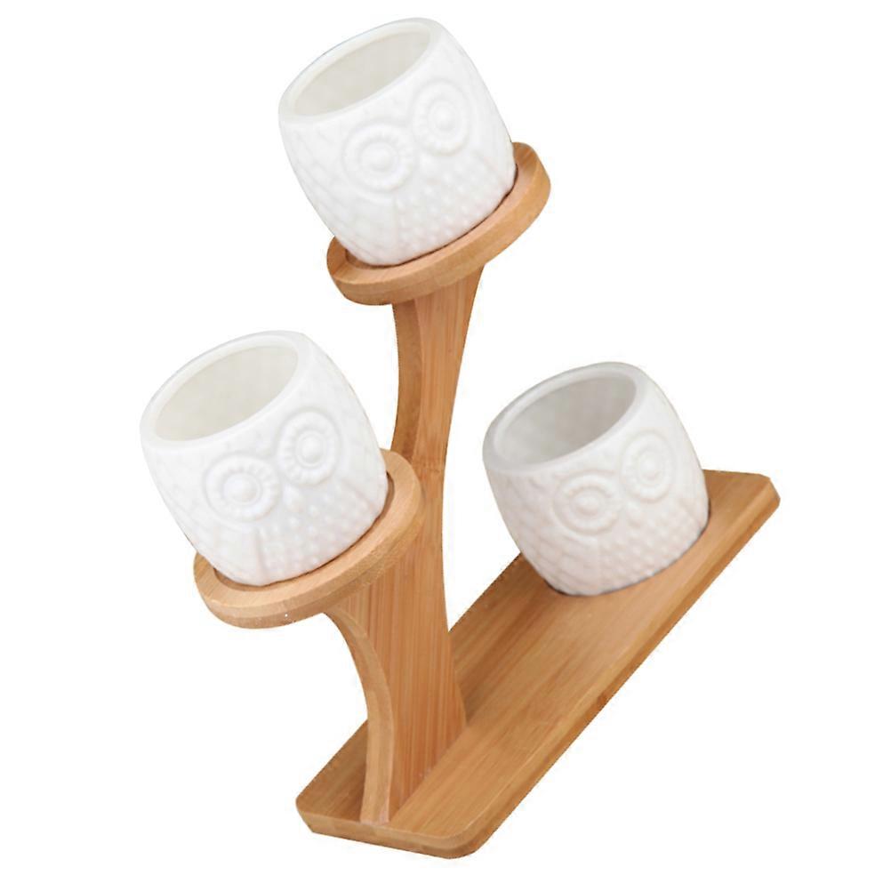 Creative Ceramic and Bamboo Planter Set for Decoration Durable Use Assorted Color 1 Set