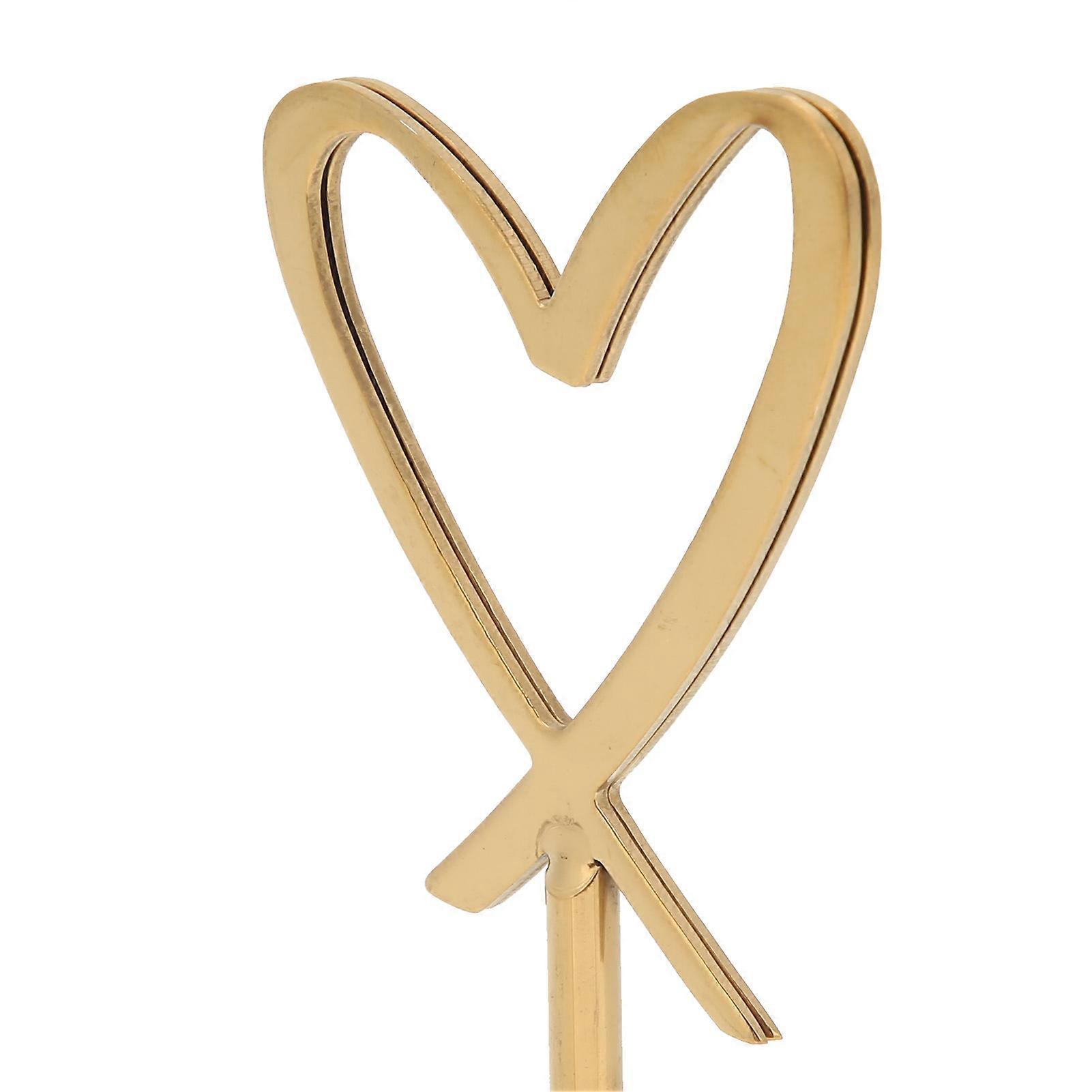 Table Number Holder HeartShaped Multipurpose Durable Name Card Clips for Wedding Party Office(Gold )
