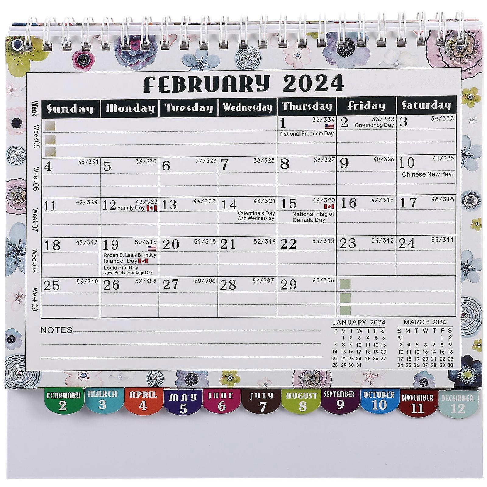 Office Desk Calendar Monthly Desk Style Office Use Holiday Tracking A-Shape Stand 1Pcs