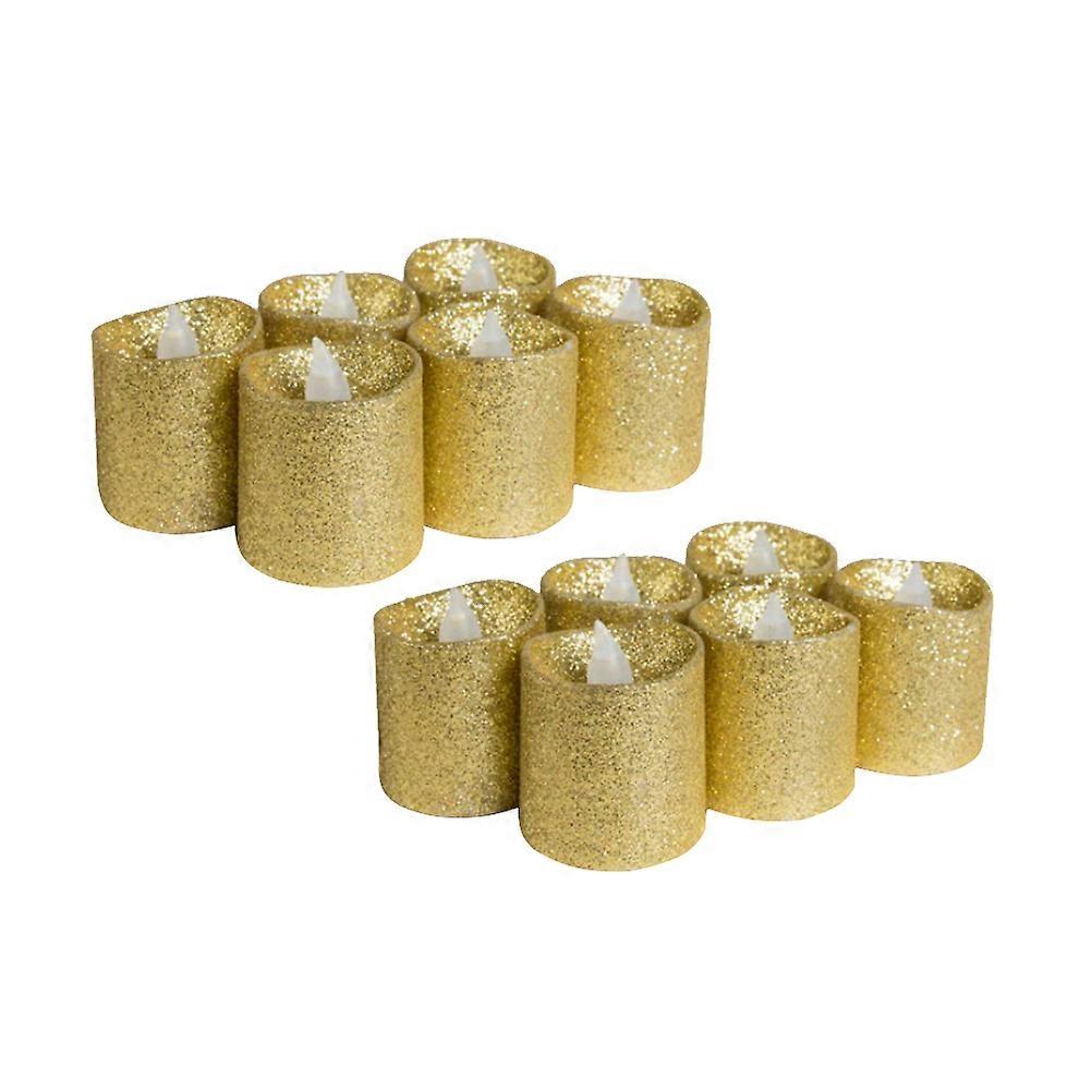 12pcs Decorative LED Candles with Timer Warm White Plastic Glitter Appearance for Lighting 4.5