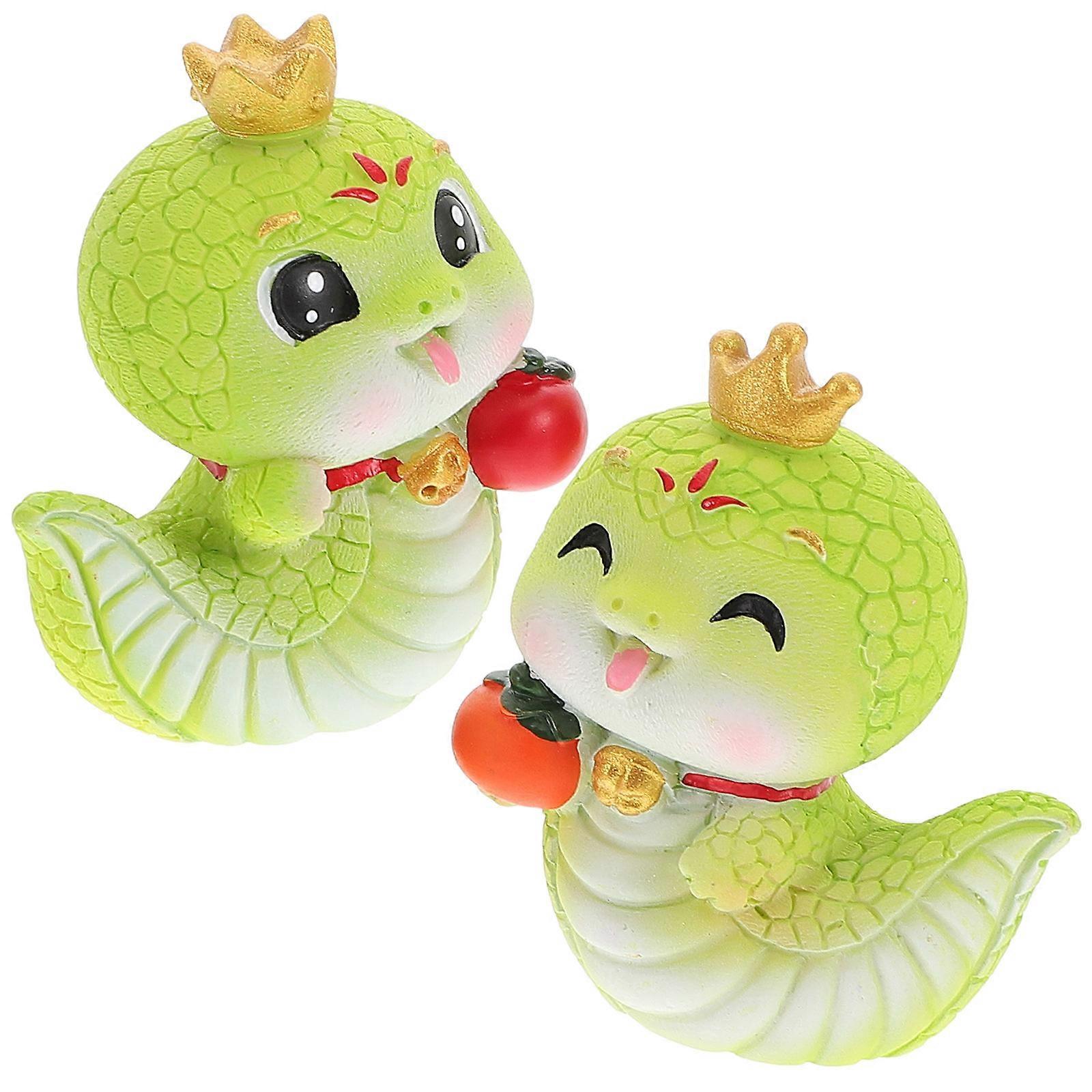 Lunar New Year Snake Figurines Handmade Decorative Statues Prosperity Enthusiasts 2Pcs