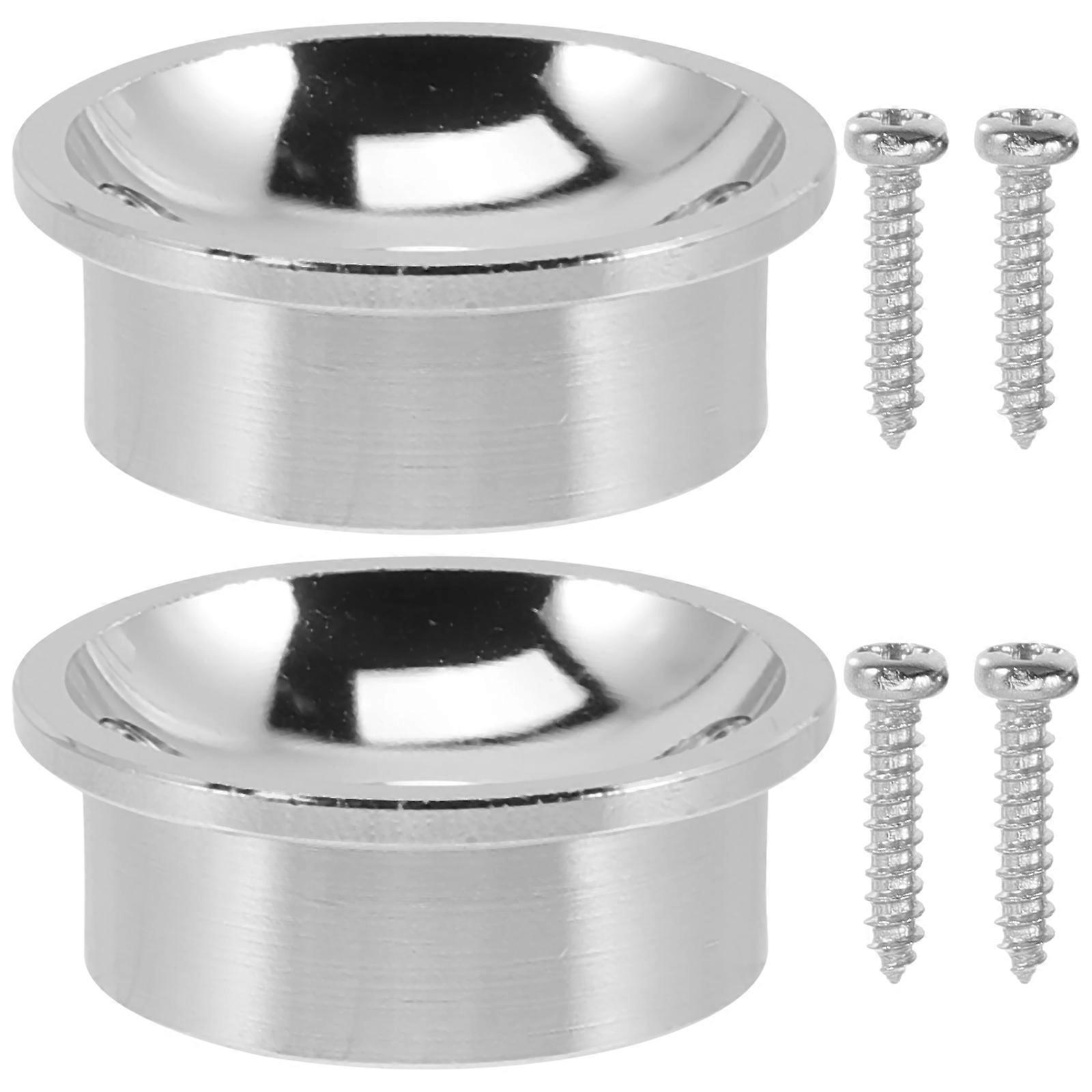 Electric Guitar Socket Plates Metal Jack Plates for Guitar with Smooth Silver Surface and Screws 2 Sets