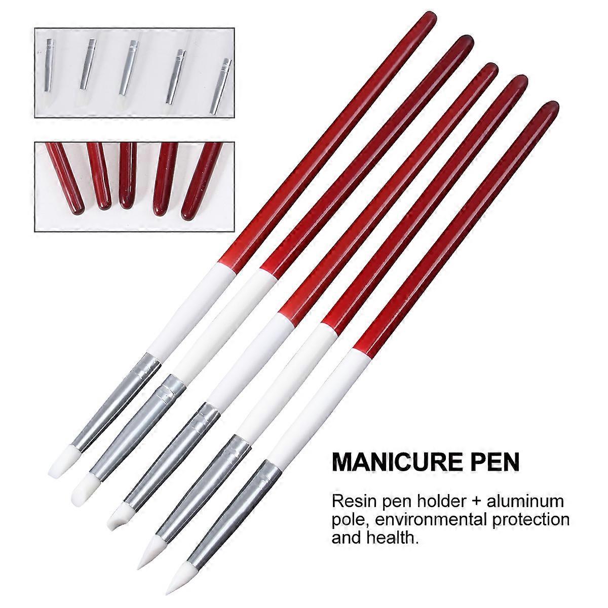 Manicure Nail Makeup Tools with Aluminum Handle for Clay and Modeling 5Pcs