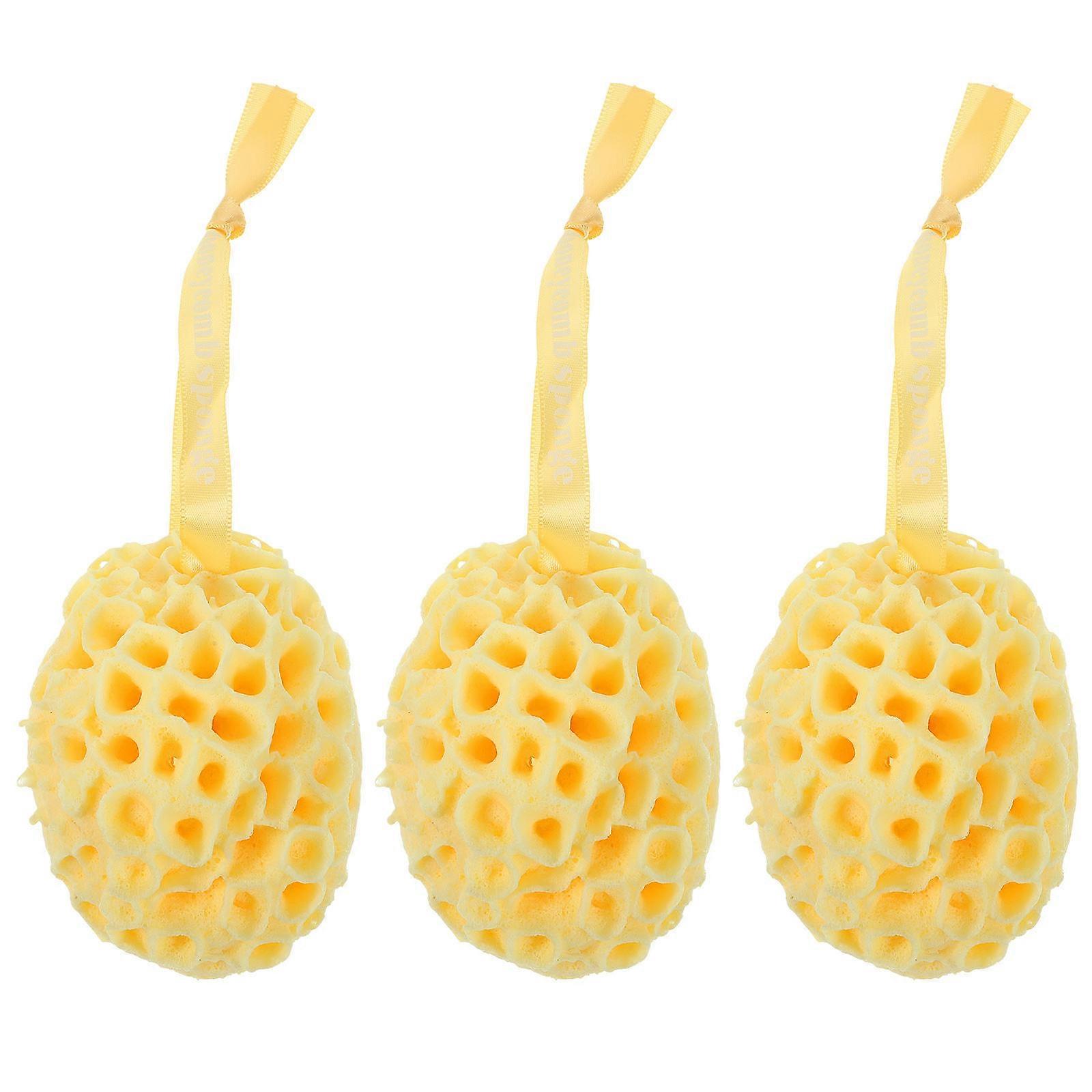 Honeycomb Bath Ball Set of 3 Super Soft Sponge for Bath Honey Fluffy Reusable Body Wash Balls