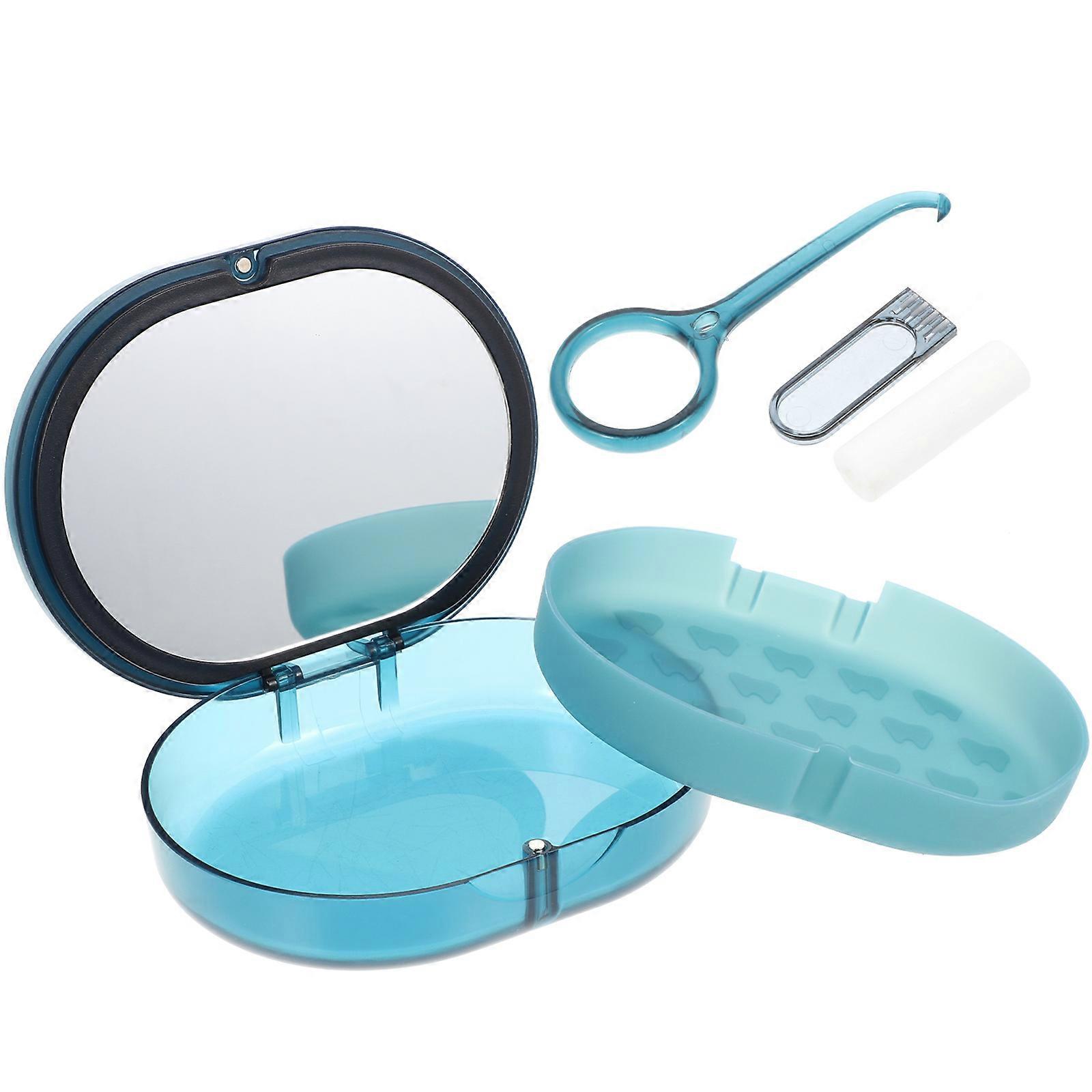1 Set of Retainer Case with Mirror Portable Retainer Box Denture Storage Case Retainer Removal Tool