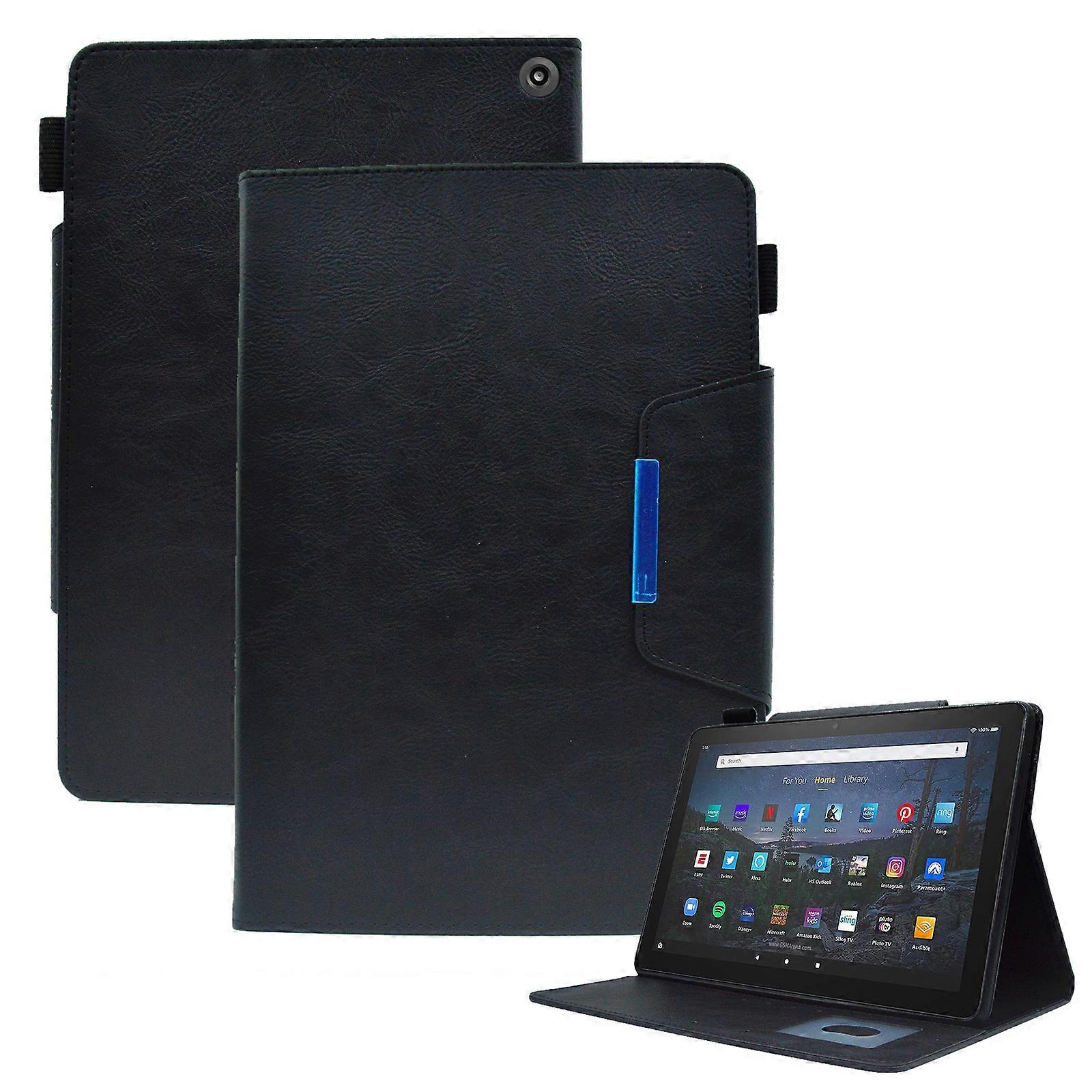 TKdaddy Για Amazon Fire HD 10 Plus (2021) HD 10 (2021) Δερμάτινη θήκη tablet Βάση πορτοφολιού Auto Wake Sleep Κάλυμμα tablet (Slim Style) Μαύρο