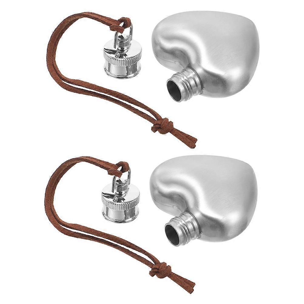 2 stk hjerteformet rustfritt stål bærbar vingryte liten hoftekolbe