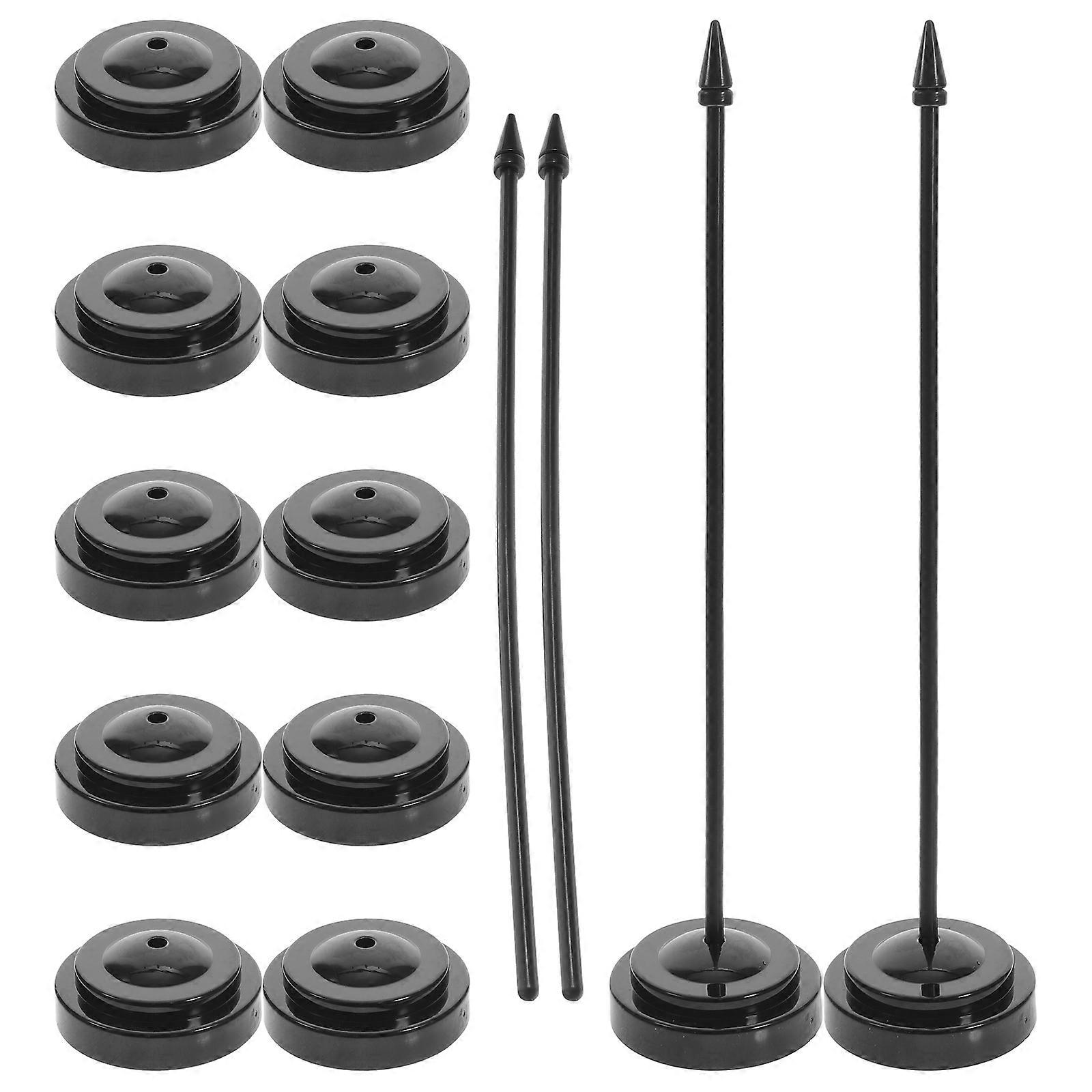 Flagpole Holder Round Base Office Use Lightweight Black 12Pcs