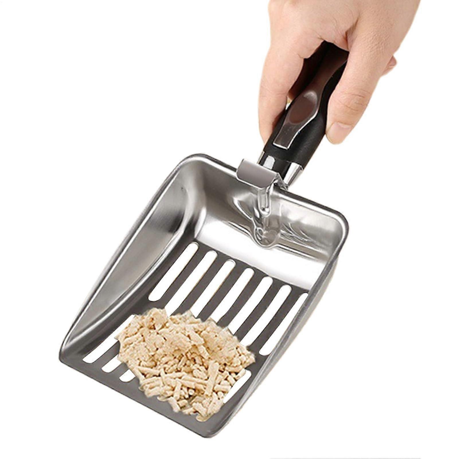 Cat litter scoop – Stainless steel with ergonomic long handle for hygiene