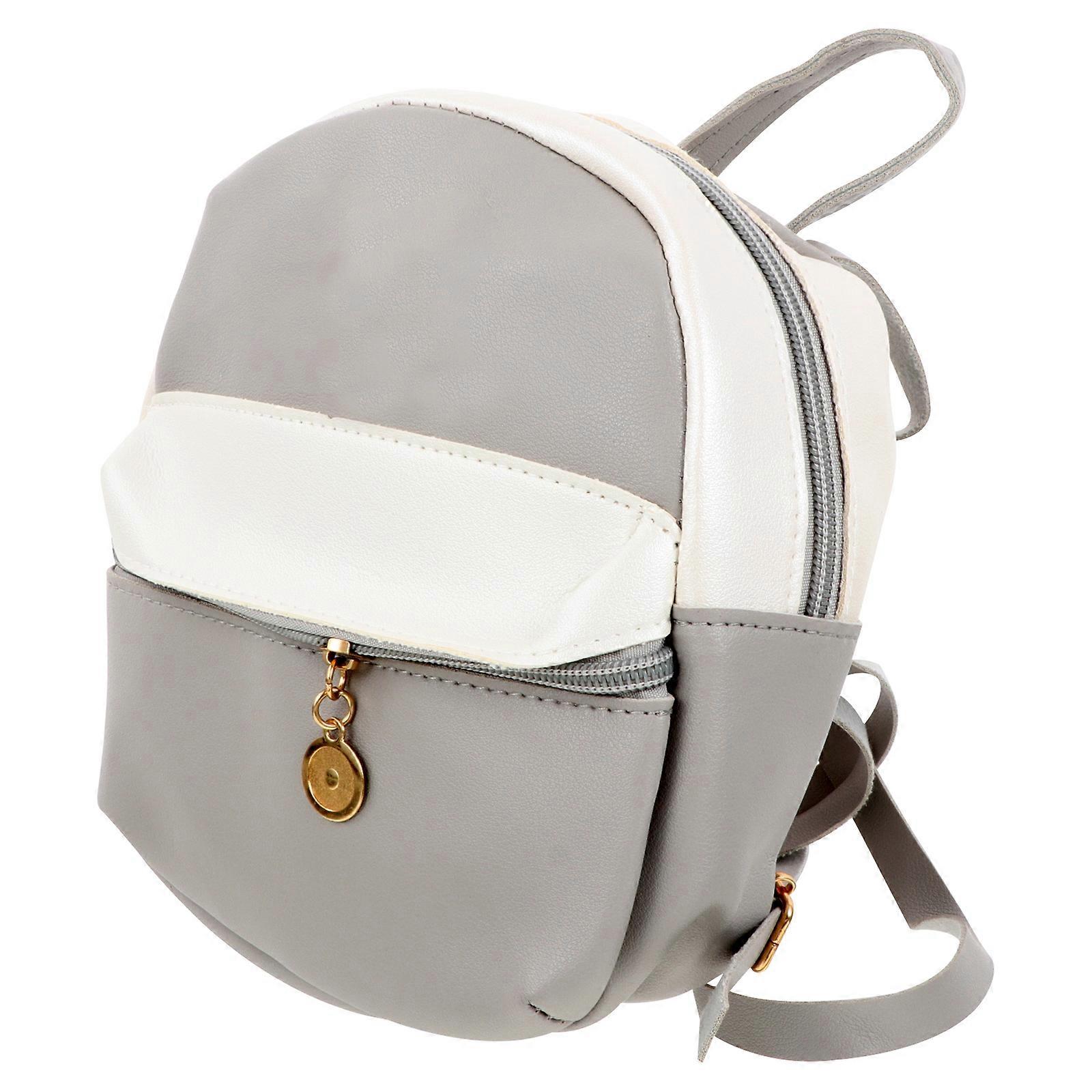 Grey PU Mini Backpack Phone Bag with Adjustable Strap for Casual Day Use 1pc