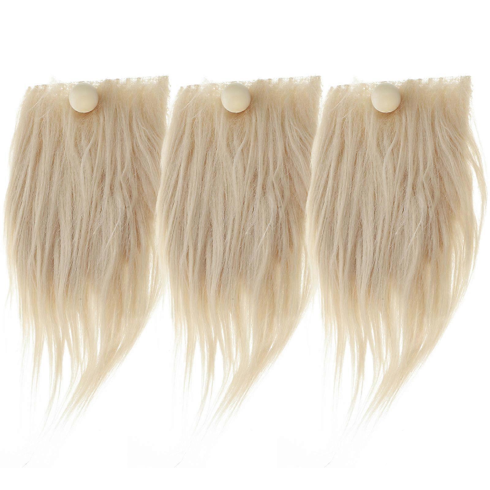 3 Sets Of Pre-Cut Faux Beard Accessories For Gnome Making In Brown For Christmas Ornaments