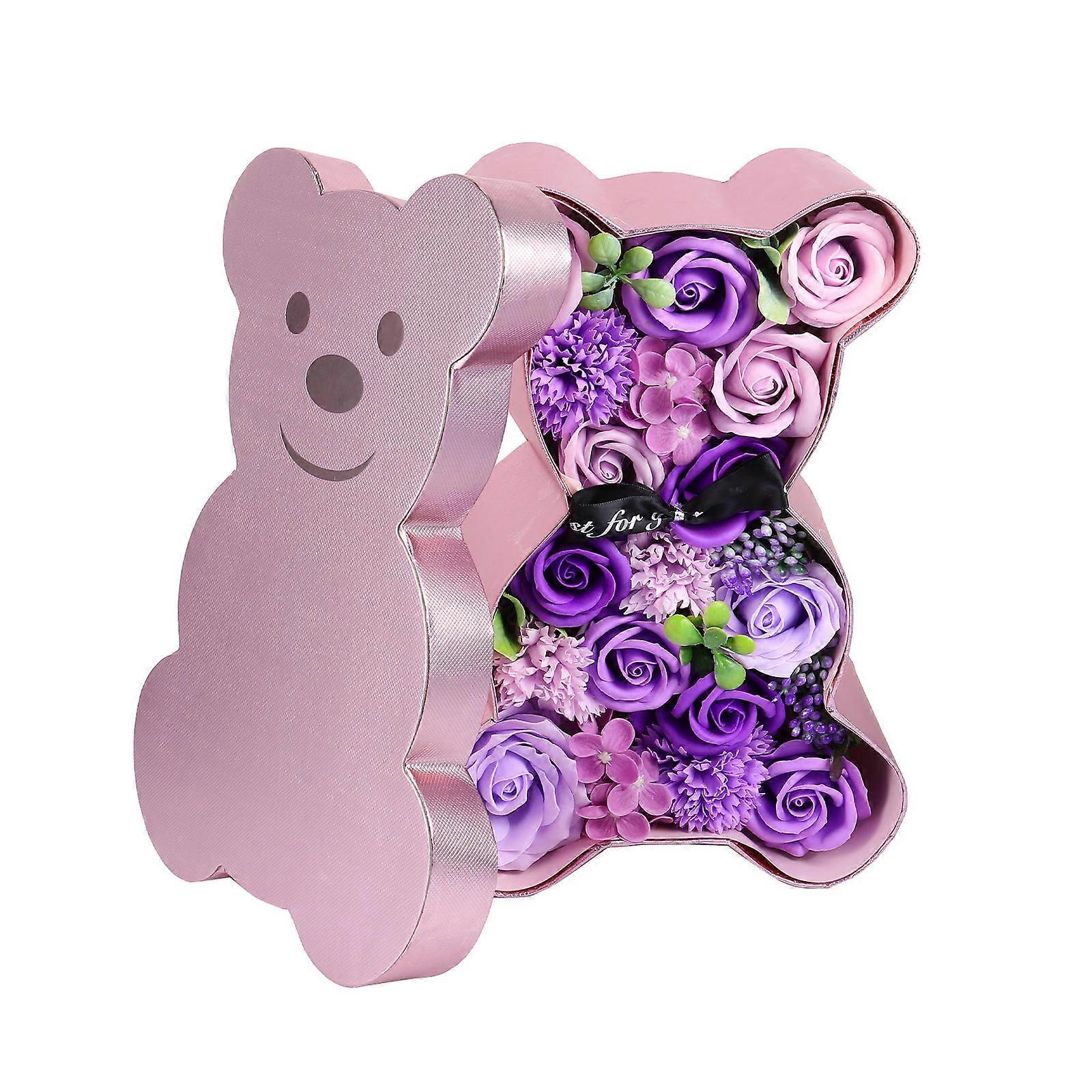 فريد من نوعه زهرة الدب الحاضر مربع لصديقة النساء 30x20.5 سم الصابون المعطر الأرجواني 1 حزمة