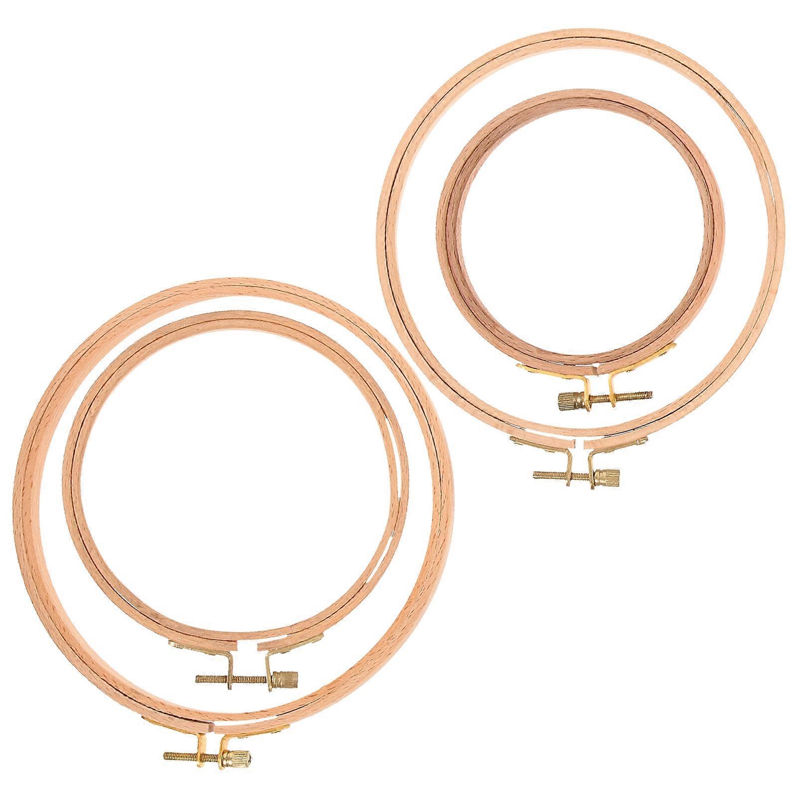 DIY Decorative Embroidery Circles for Handcraft Beige Crafting Embroidery Hoops 4pcs Lightweight Portable Wooden Metal
