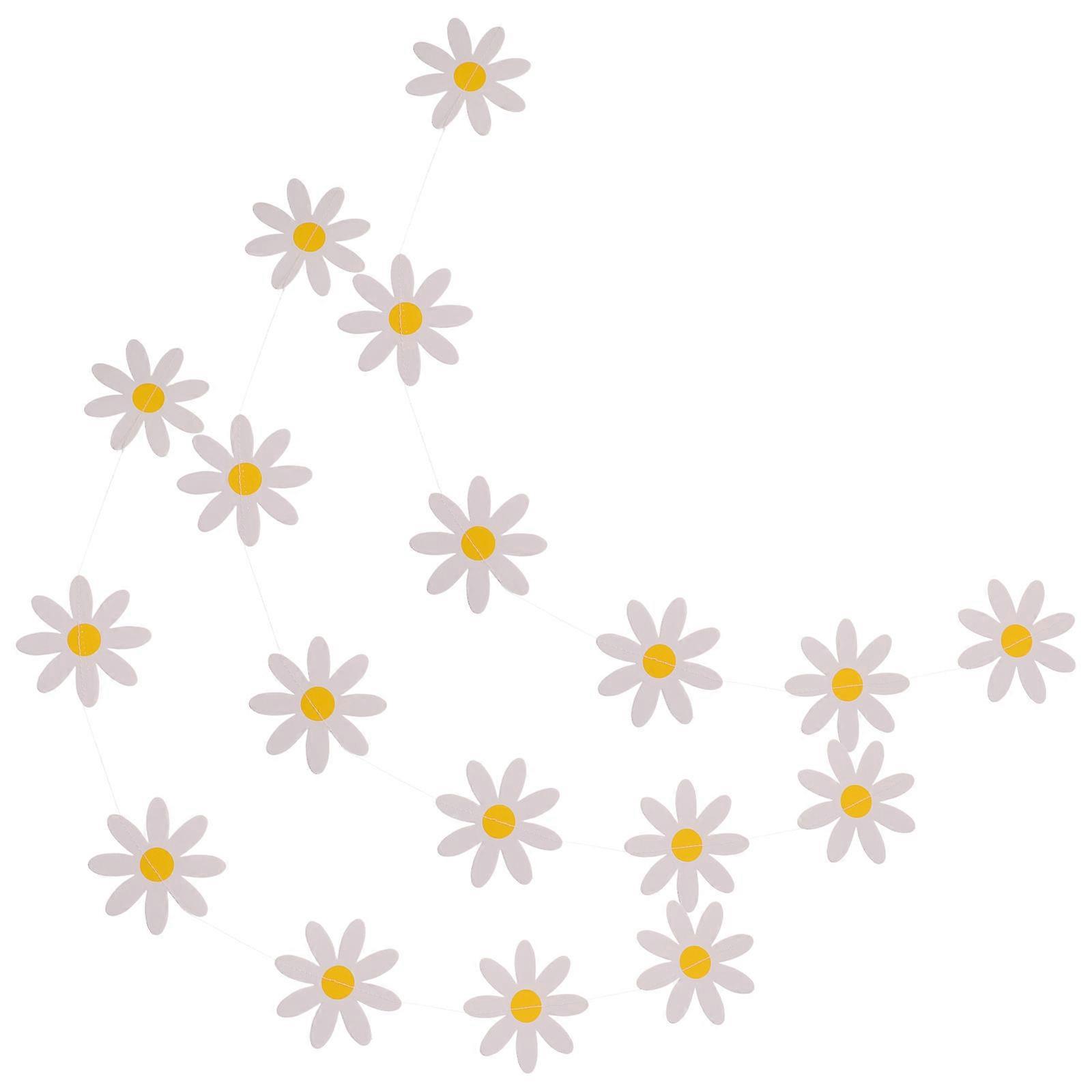 White Daisy Banner Garland for Decor with Excellent Craftsmanship and Reusable Design 3pcs