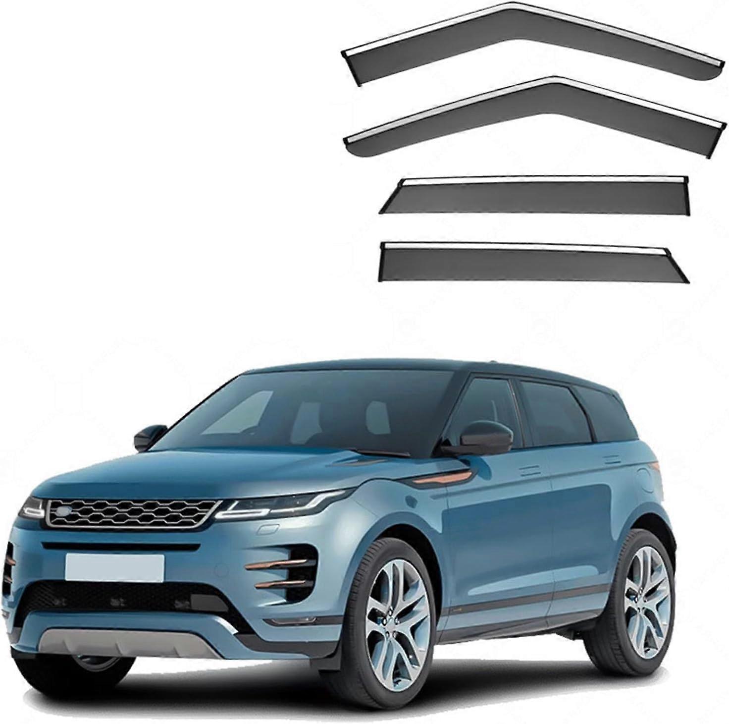 Car Window Rain Guards For Range Rover Evoque MK2-L551 2019-2024 Silver With Wind Deflectors