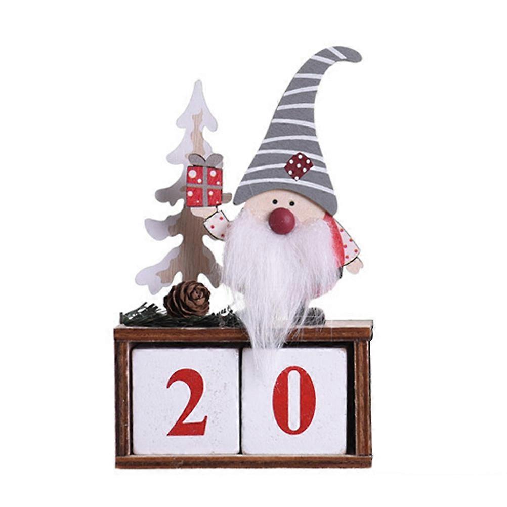 Vintage Style Block Calendar For Desk Charming Decoration For Cafe Grey Wooden Material 1 Set