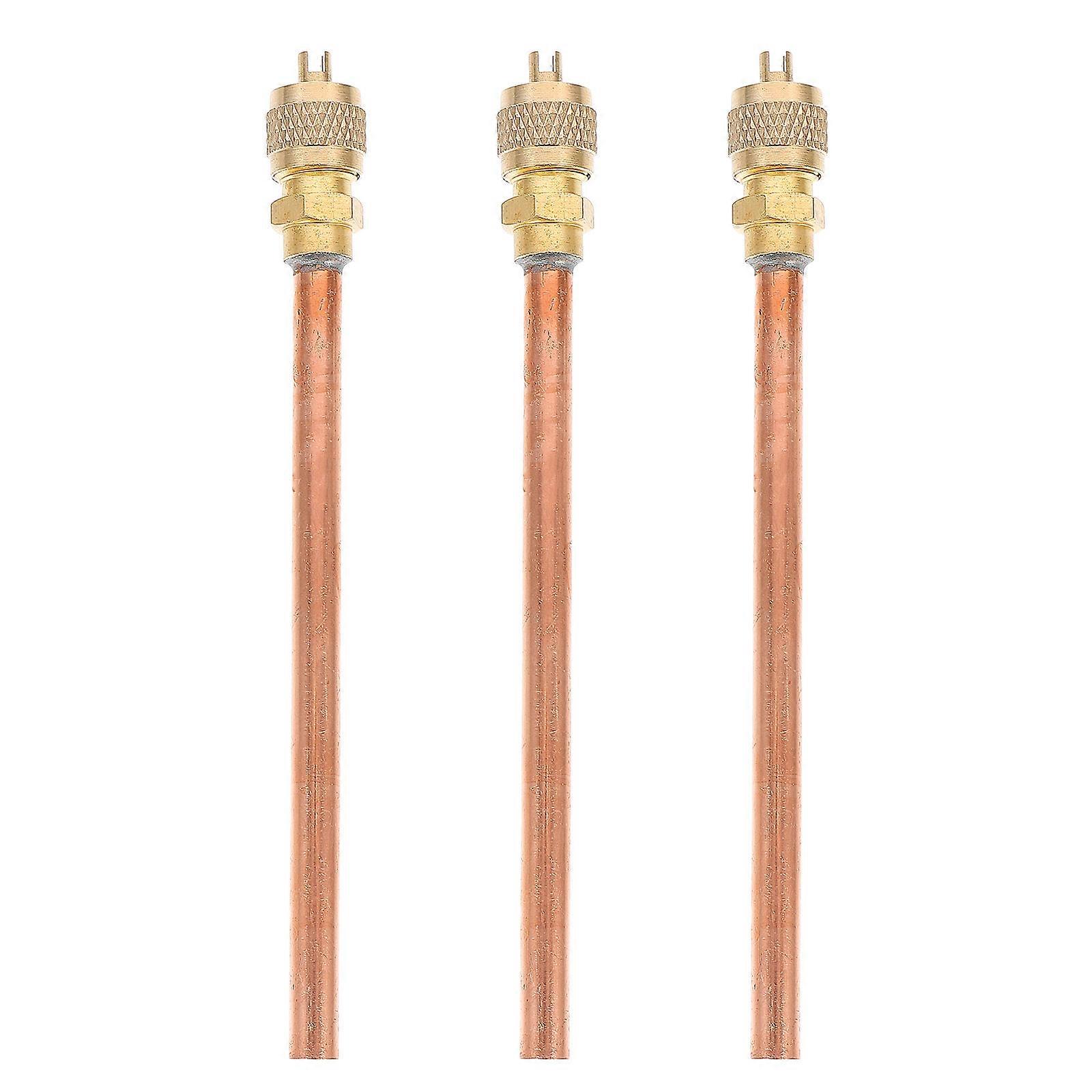 Access Valves For Air Conditioner 3Pcs Copper Service Valves 12.3Cm Long For Technicians And Homeowners Maintenance Installation