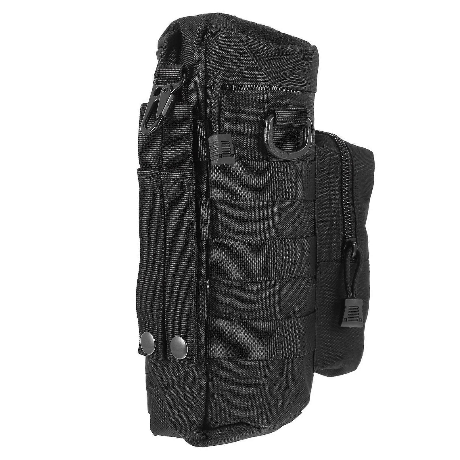 Black Insulated Water Bottle Carrier Bag for Storage Use Made of Nylon Lightweight Portable with Strap