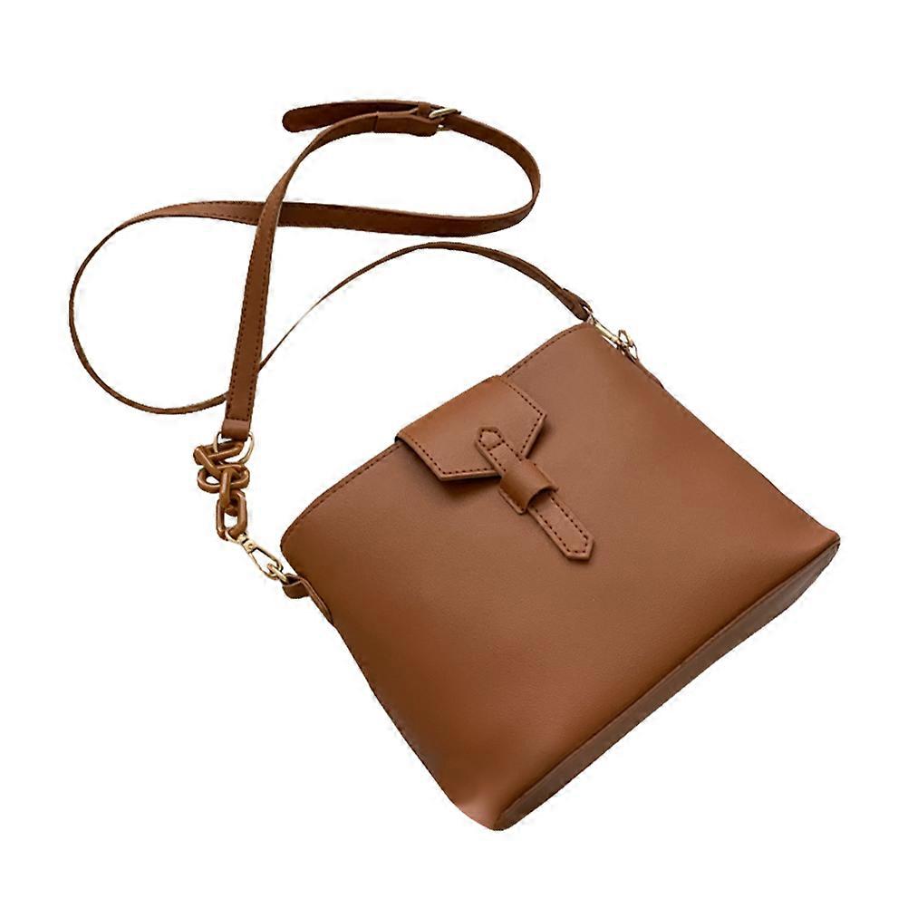 Stylish PU Crossbody Bag for Women – Versatile Single Shoulder Bucket Bag in Brown – Holds Keys, Lipstick & Mobile Phones
