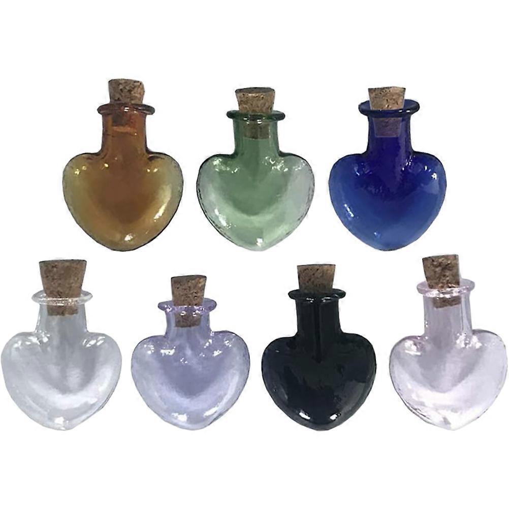 7pcs Glass Favor Jars with Cork Lid Perfect for Sand Keepsake Heart Shaped Wish Bottles