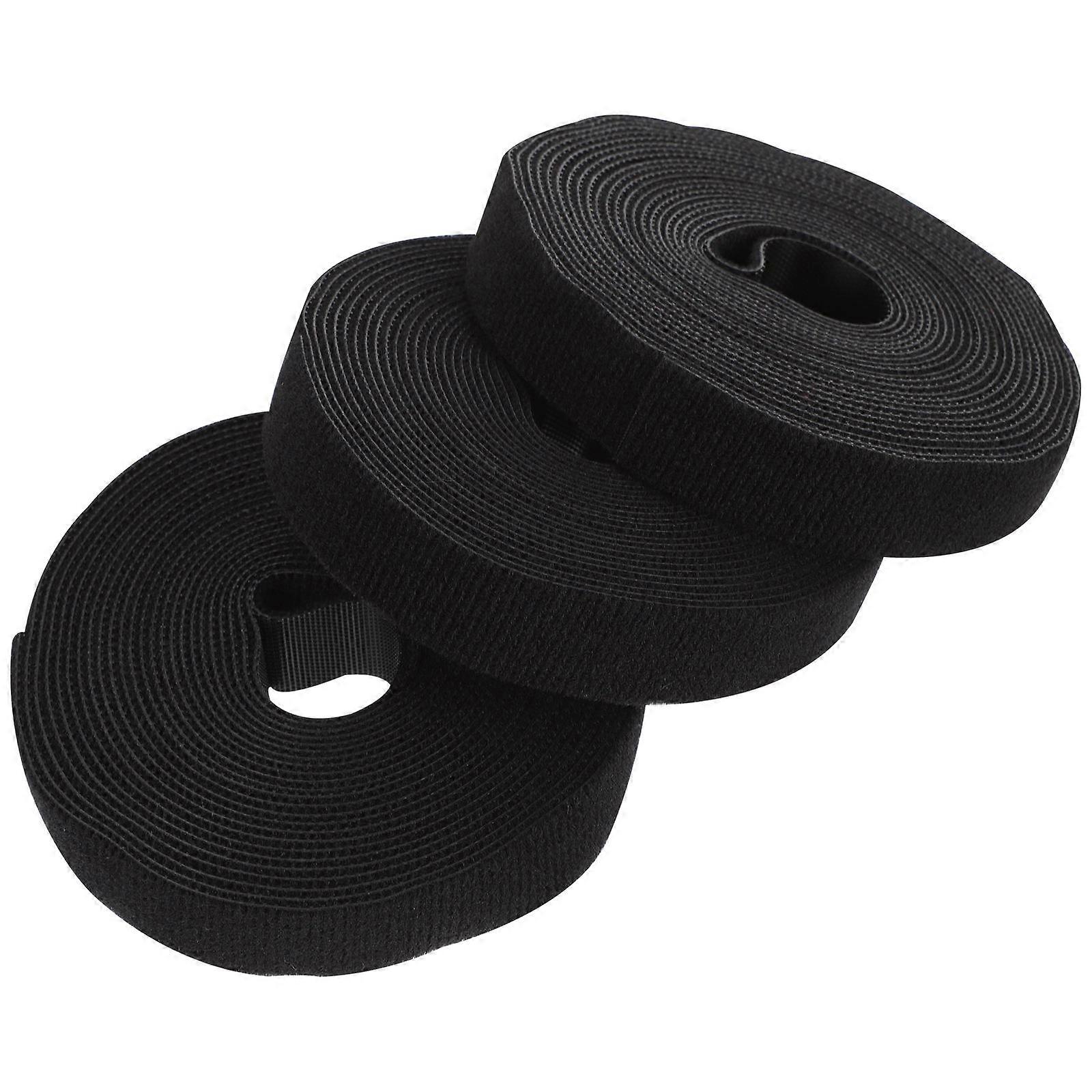 Cord Ties For Charging Cables 3 Rolls For Office Organization Black Hook and Loop Straps Great For Cable Clutter