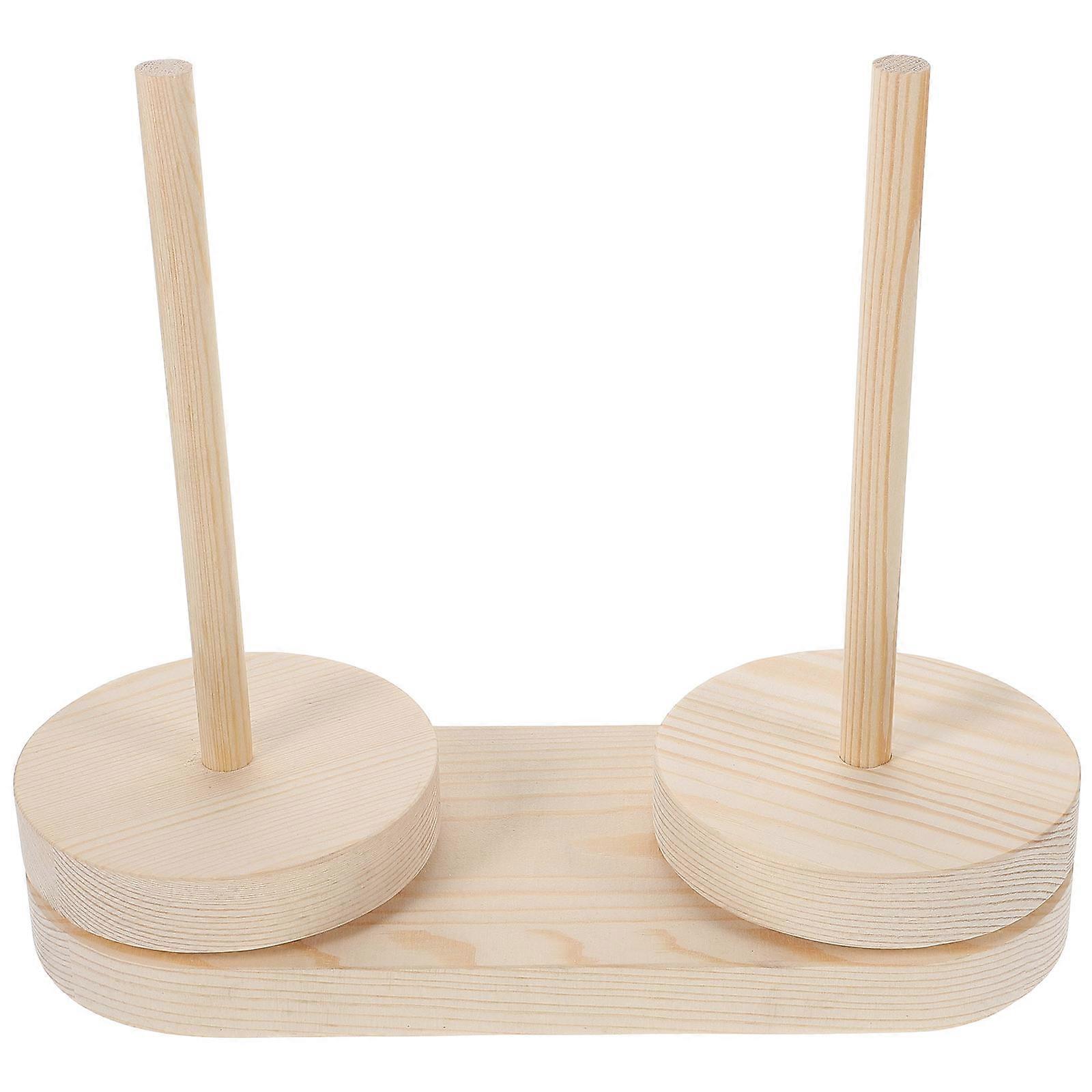 Wooden Thread Holder Yarn Ball Rack for Home in Beige Rotatable Design for Playing with