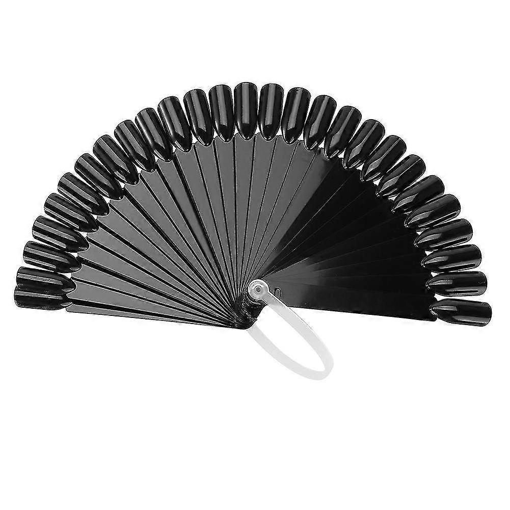 32pcs Black False Nail Tips Display Palette for Manicure & Gel Polish - Practice Tools for Nail Art & Design