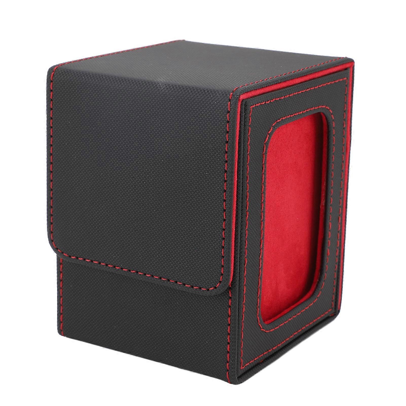 Deck Double Layer Structure Rain Proof Wide Mouth U Shaped Design Leather Magnetic Card Storage Box