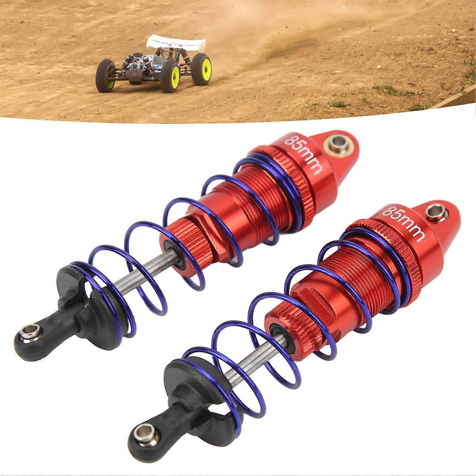 2Pcs RC Car Shock Absorber Adjustable Aluminum Alloy Rust Prevention RC Car Spring Damper for 1/10 RC Car Red 