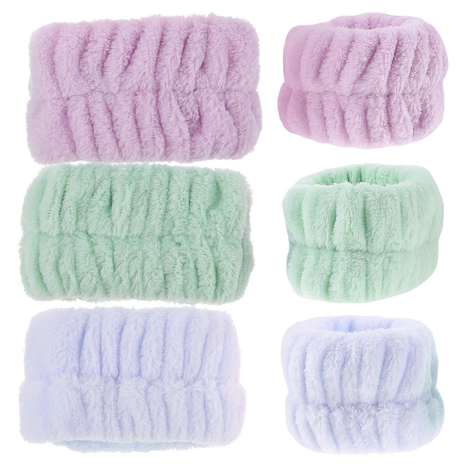 Wash Wristbands 6Pcs Flexible Wristbands for Comfortable Use during Workout Morning Makeup Nighttime Moisturizing Assorted Color