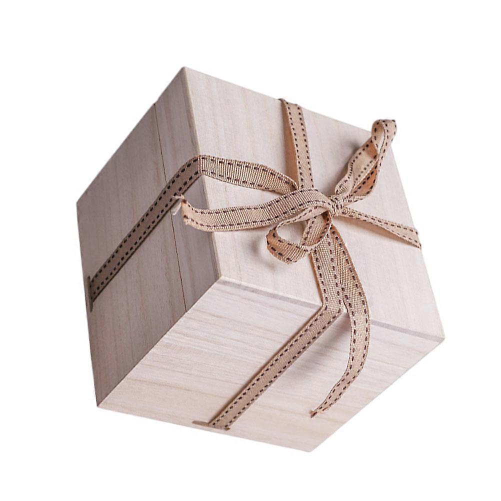 Wooden Box 1Set Gift Packaging Square Yellow for Gifting and Home Use