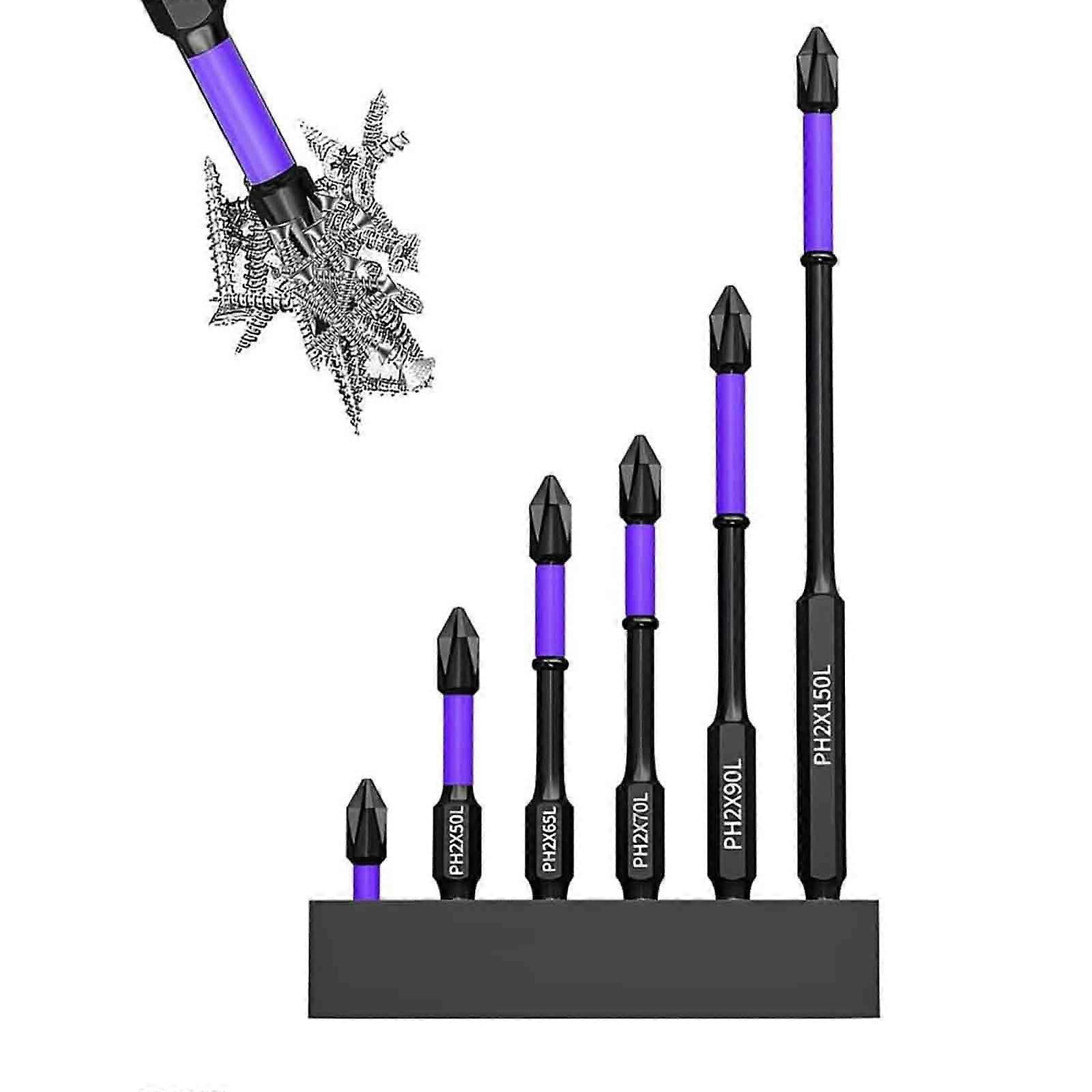 D1 Non-Slip Impact Resistant Phillips Screwdriver Bits Set, 6 Magnetic Drill Bits for Electric Screwdrivers