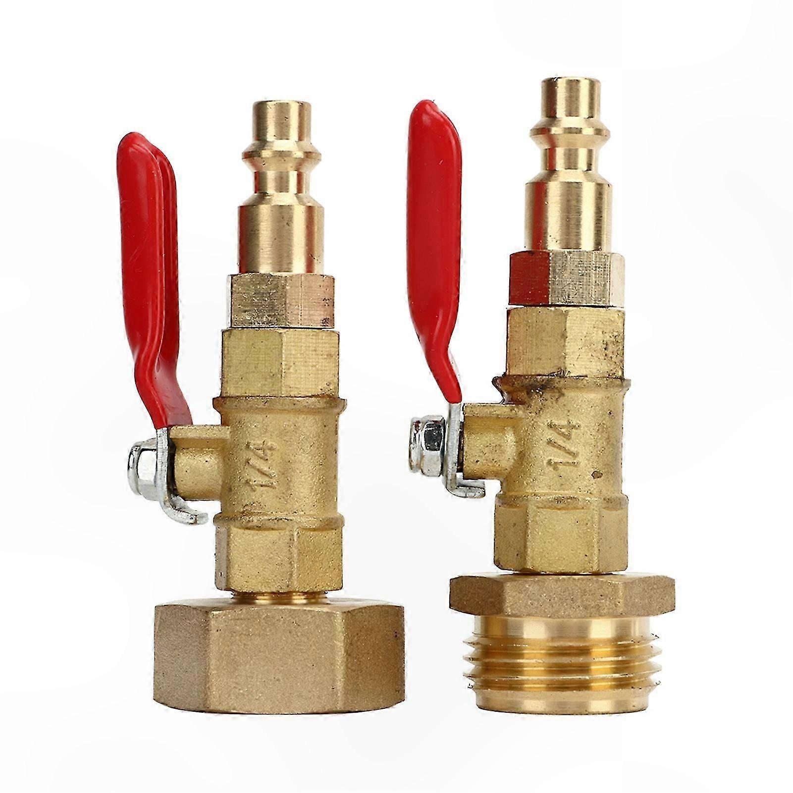 2-Pack RV Winterization Adapter with 3/4" Threads and 1/4" Quick Connect Plug, Brass Construction for Water Hoses