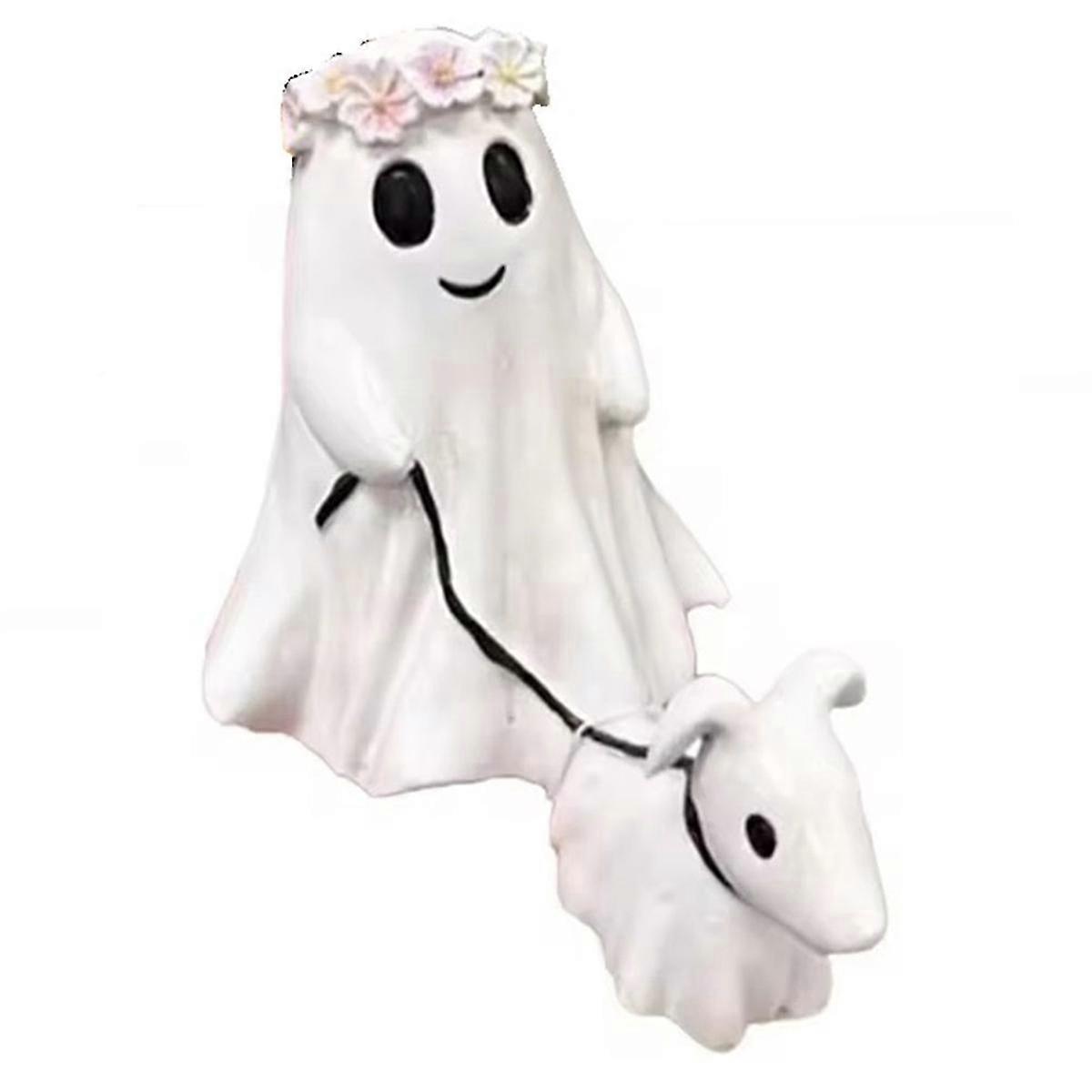 Desktop Decoration of Ghost Walking Dog Statue Interesting Scary Puppy Statue Halloween Resin Decora
