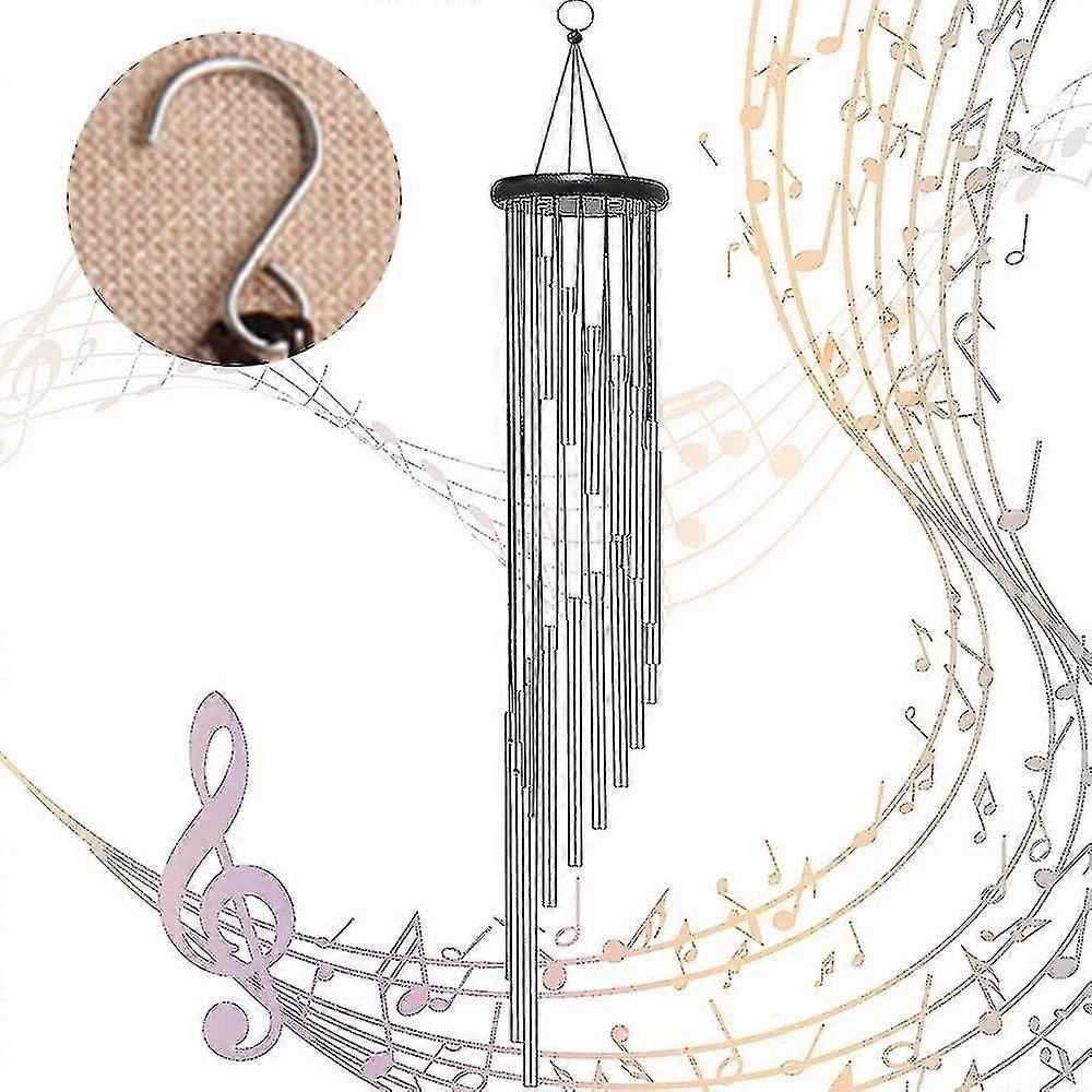 Outdoor Memorial Wind Chimes, 90cm Silver with Hooks