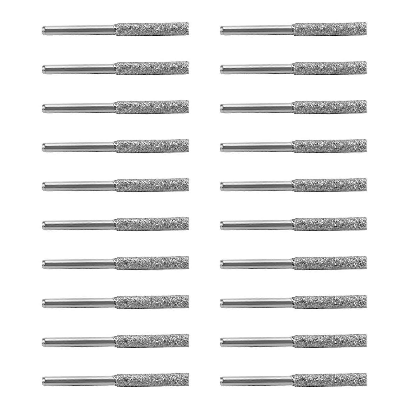 20 Pcs Chainsaw Sharpener Stone Diamond Coated Cylindrical Burr Polishing Grinding Tool Grinding Bits, 5/32 Inch/ 4 mm