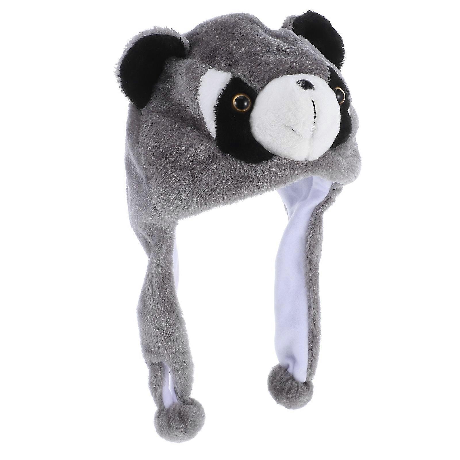 Raccoon Hat Adult Plush Warm Beanie for Winter Soft Cozy Hat