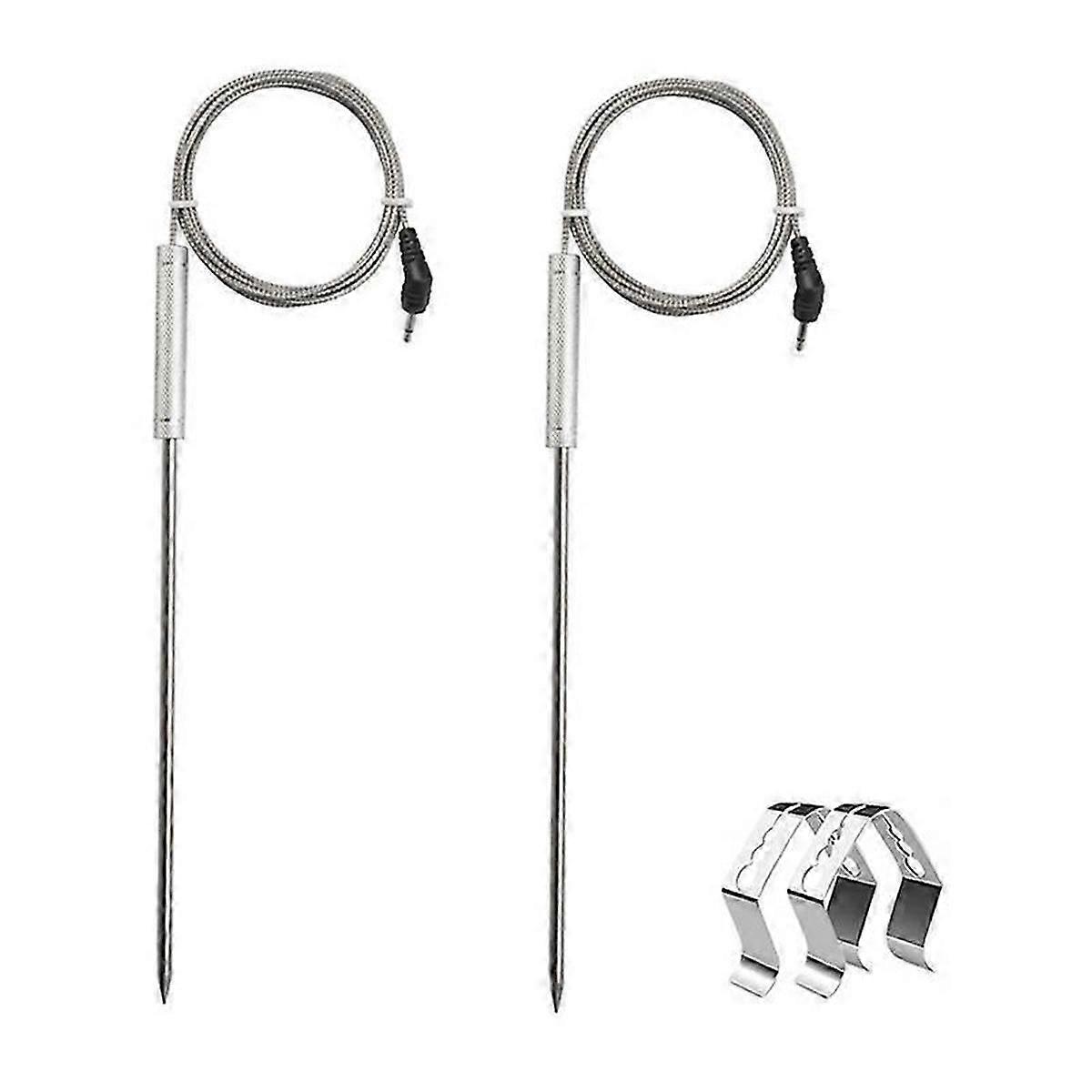 2Pack Meat Probe suitable for Thermopro TP20 TP17,with 2 BBQ Probe Holder Clip