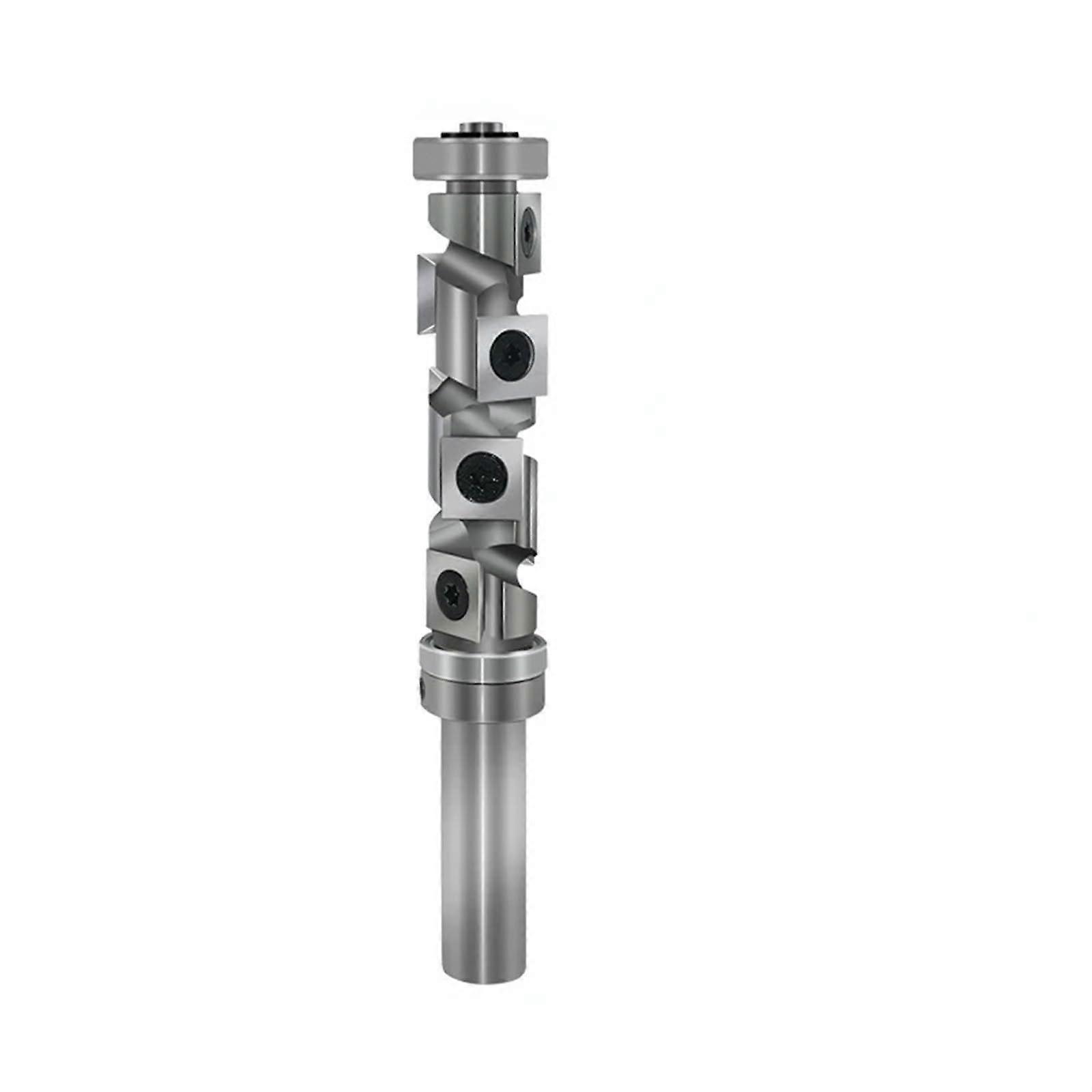 Router Bit Flush Trim Spiral Edge End Trim Cutter For Wood, 1/2-Inch Shank, 12.7mm Shaft, Carbide Inserts, D19xH45x2T