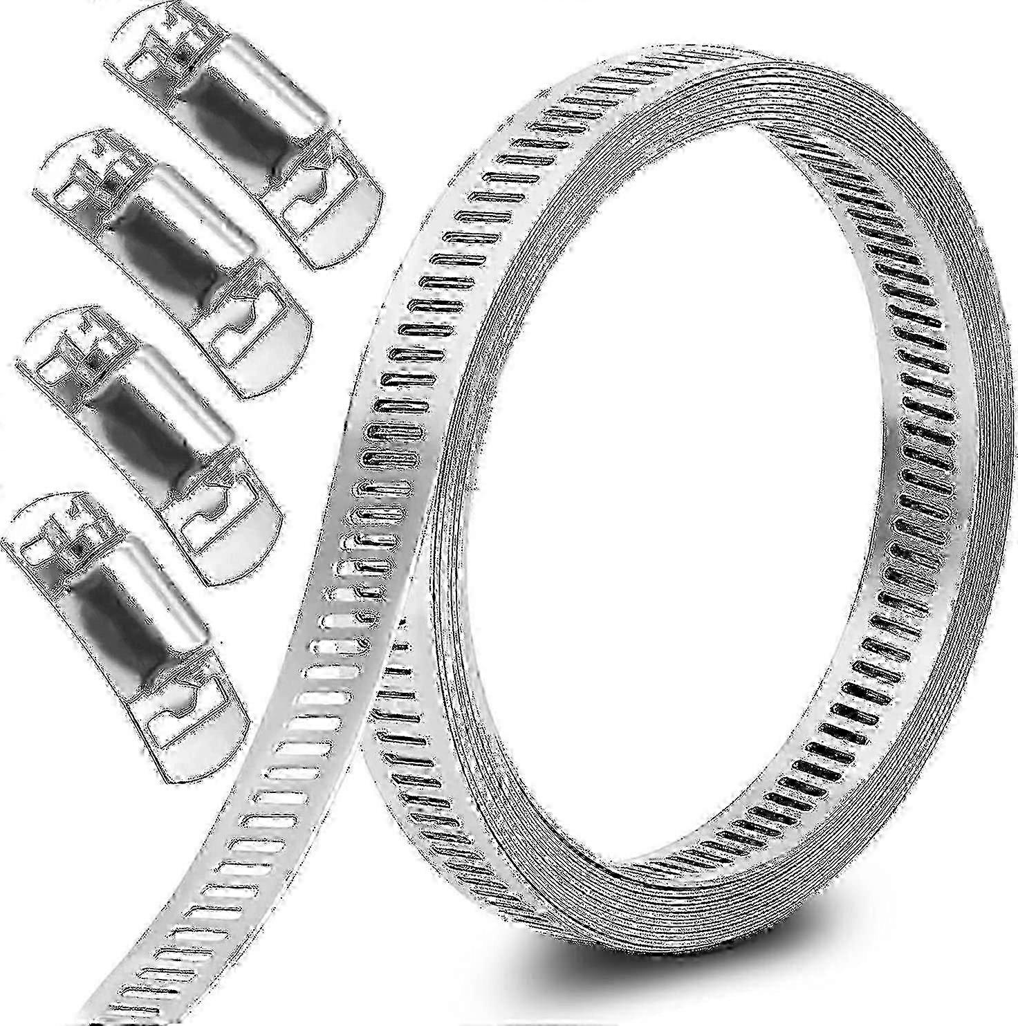Stainless Steel Adjustable Worm Drive Hose Clamps Set - 5pcs 3m for Secure Pipe Connections & DIY Projects