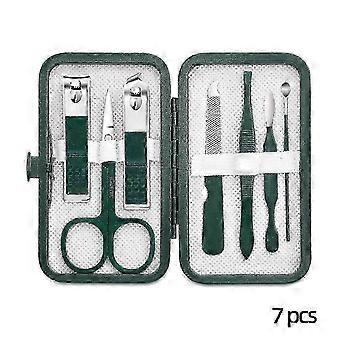 Stainless Steel Nail Clipper Set with Travel Case - 7 Piece Manicure & Pedicure Kit for Home and Professional Grooming
