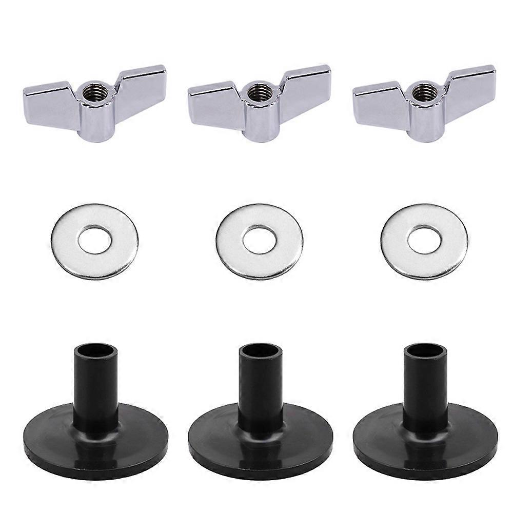 18pcs Black Drum Kit Felt Set with Sleeves, Nuts & Washers