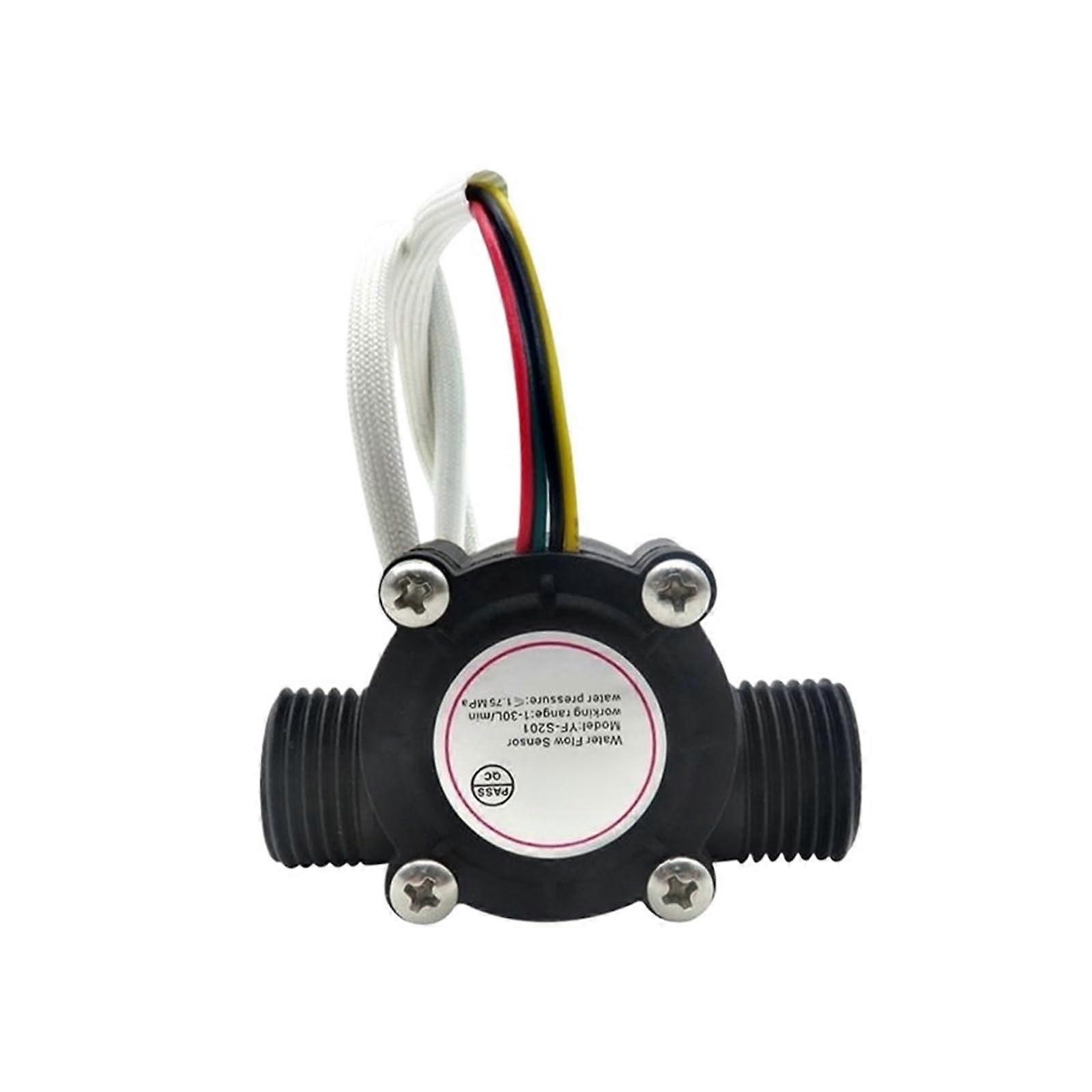 Water Flow Sensor YF-S201, 1-30 L/min, 1.75 MPa, Liquid Water Flow Meter for Water Control