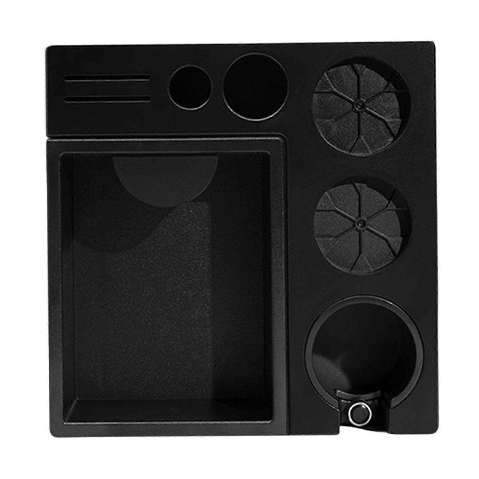 TKdaddy Espresso Tamping Station Accessory Organizer with Knock Box for 51 / 53 / 58mm Portafilters (BPA-Free, No FDA) Black