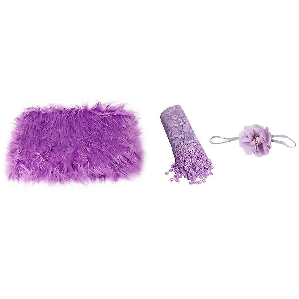 1 Set Photography Prop Blanket with Elastic Hair Band for Kids, Purple Soft Wrapping Cloth Kit for Memorable Photo Sessions