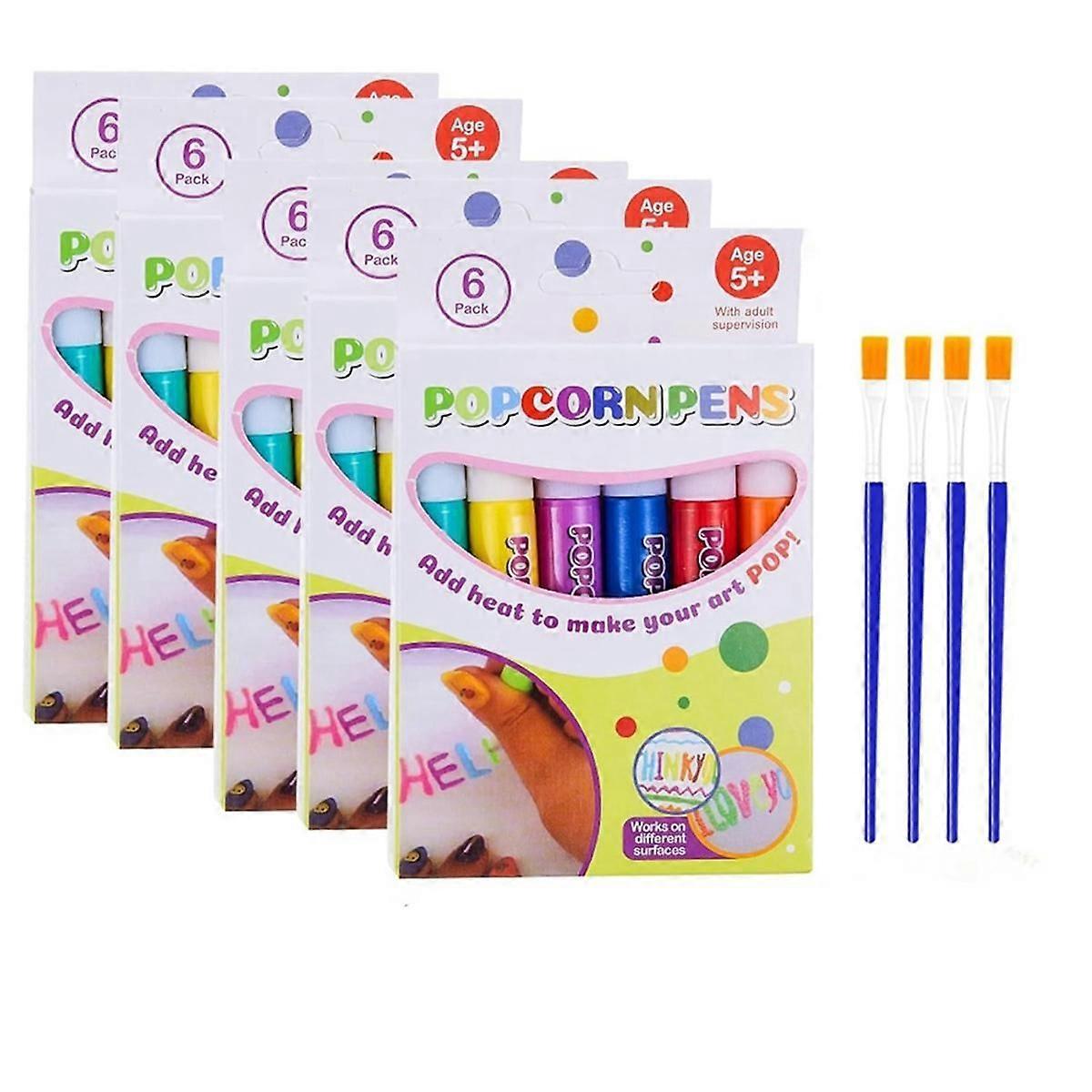 DIY Bubble Popcorn Drawing Pens, Puffy Pens, Popcorn Color Pens, 3D Art Printing Bubble Pen, (5 Box