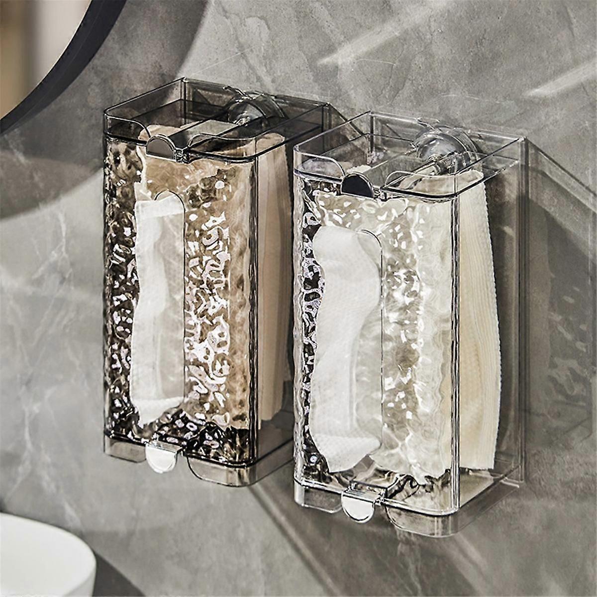 Self-Contained Suction Cup Wall Organizer, Multifunctional Glacier Pattern Tissue Box, Ins Style