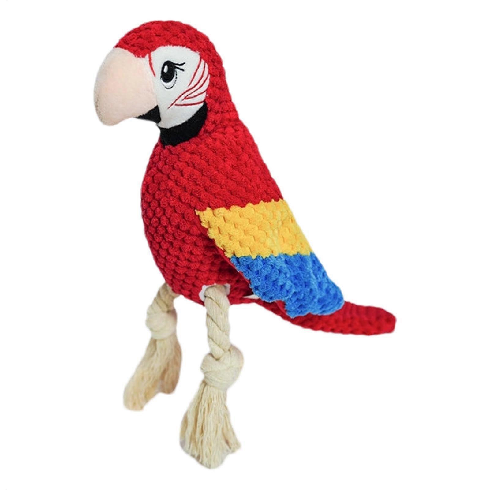 Pet Plush Sound Toy ParrotShape Chew Toy With Twisted Rope For Small And Medium Dogs, Interactive Enrichment Toy