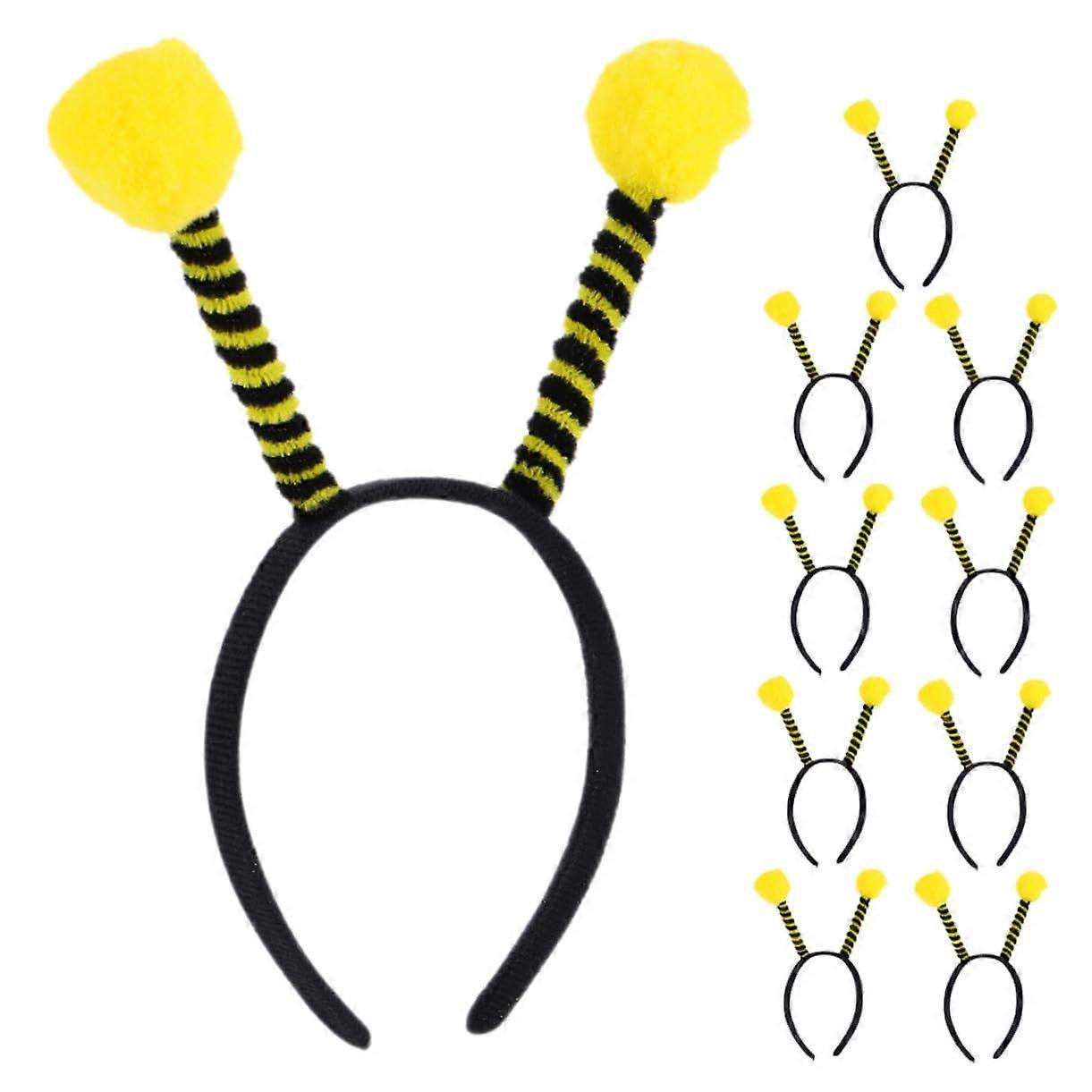 Bee and Ant Headbands Set of 10 With Animal Antennae and Pompoms for Halloween Parties and Events