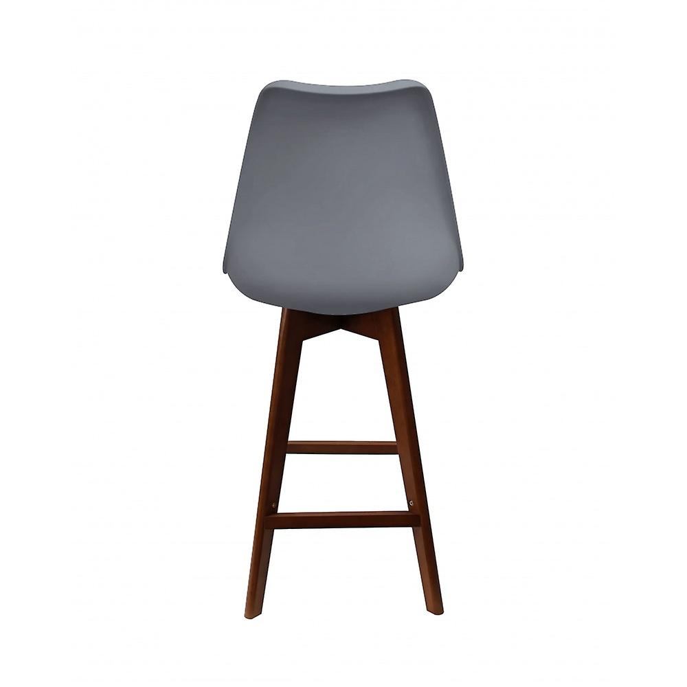 Fusion Living Soho Dark Grey Plastic Bar Stool With Dark Wood Legs